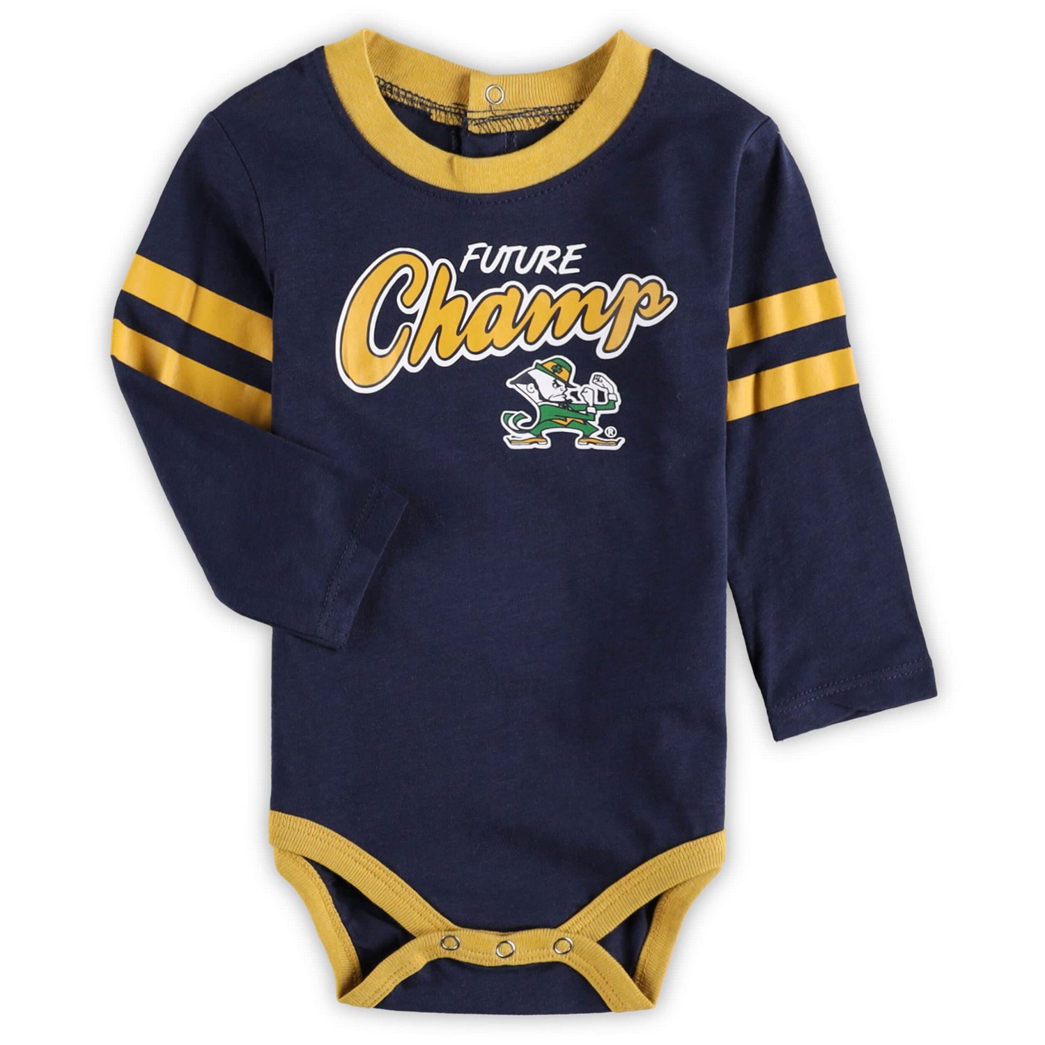 Newborn  /Gold Notre Dame Fighting Irish Little Kicker Long Sleeve Bodysuit  Sweatpants Set                                      - view number 2