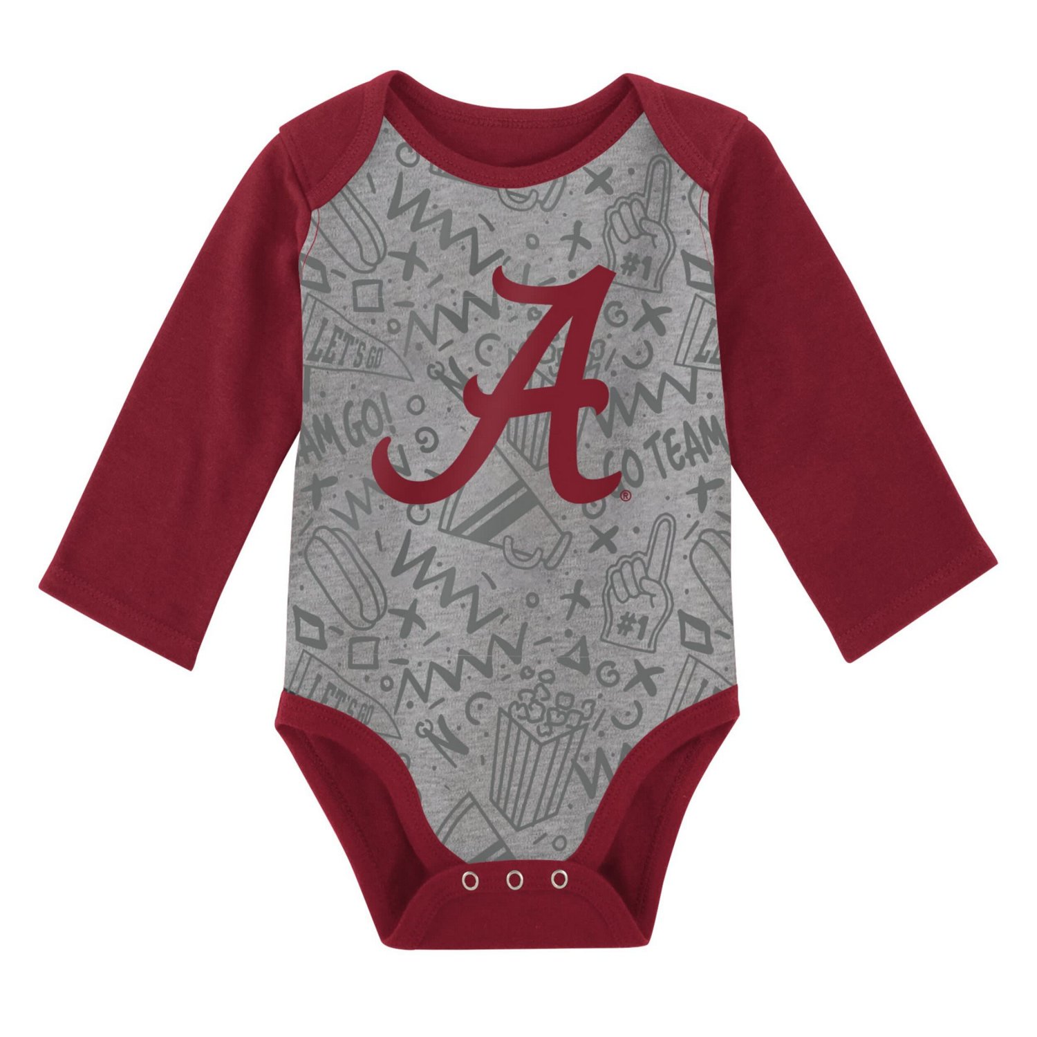 Newborn  /Gray Alabama Crimson Tide 2-Pack Play Time Long Sleeve Bodysuit Set