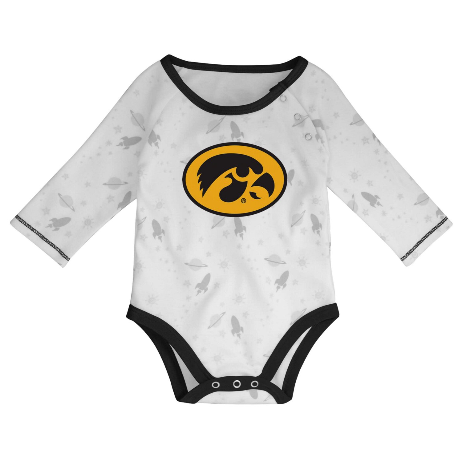 Newborn  /White Iowa Hawkeyes Dream Team Raglan Long Sleeve Bodysuit Hat  Pants Set - view number 2