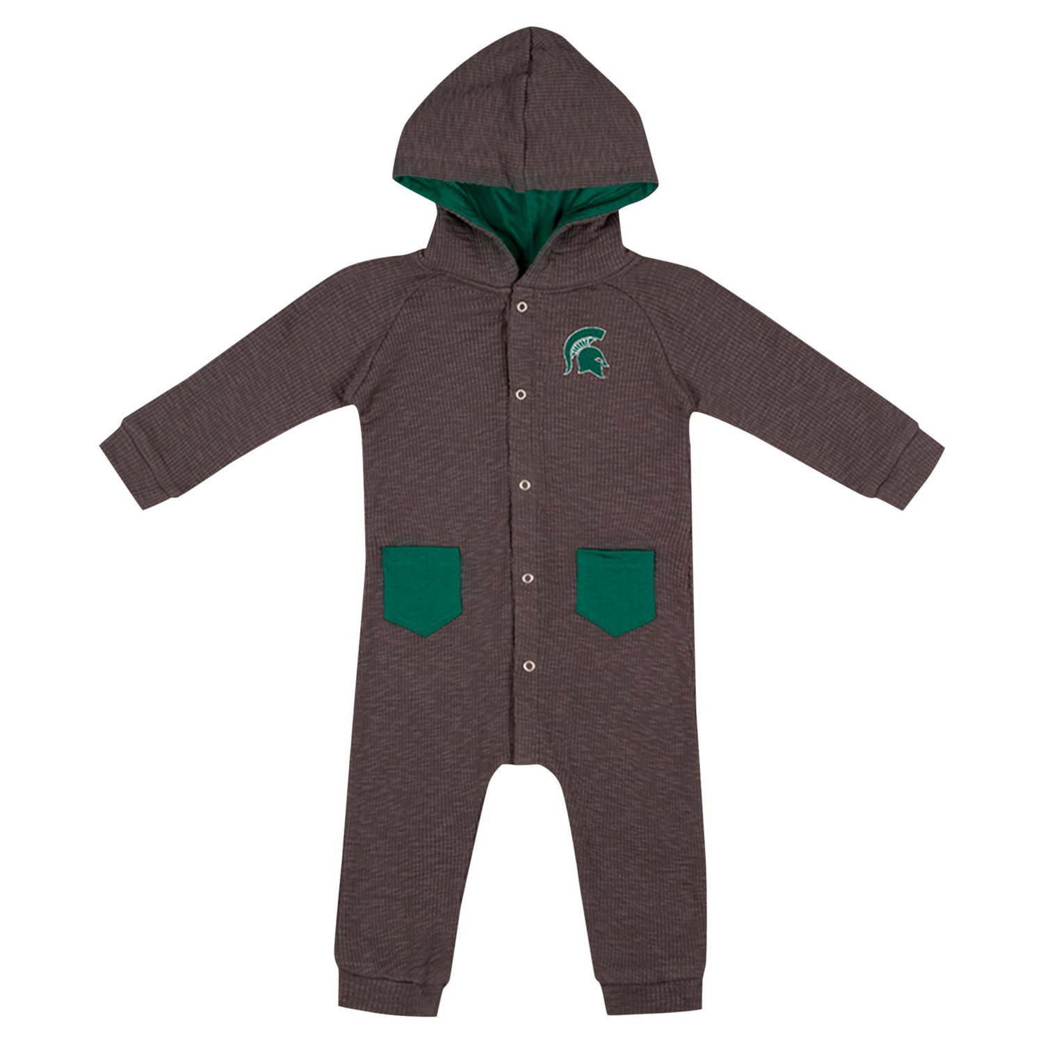 Newborn  Colosseum Michigan State Spartans Zando-Zan Waffle Full-Snap Hooded Romper                                              - view number 2