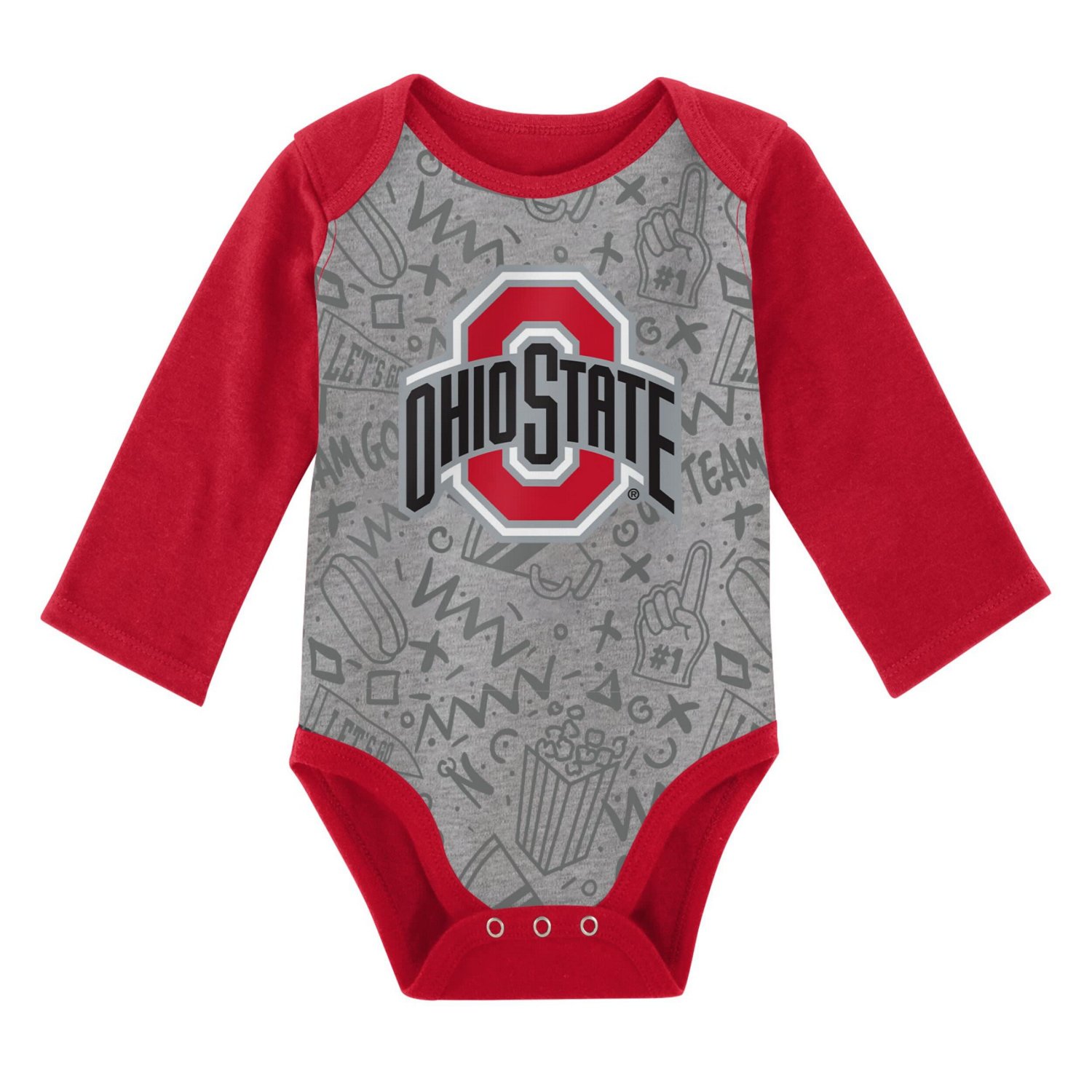 Newborn  Gray Ohio State Buckeyes 2-Pack Play Time Long Sleeve Bodysuit Set