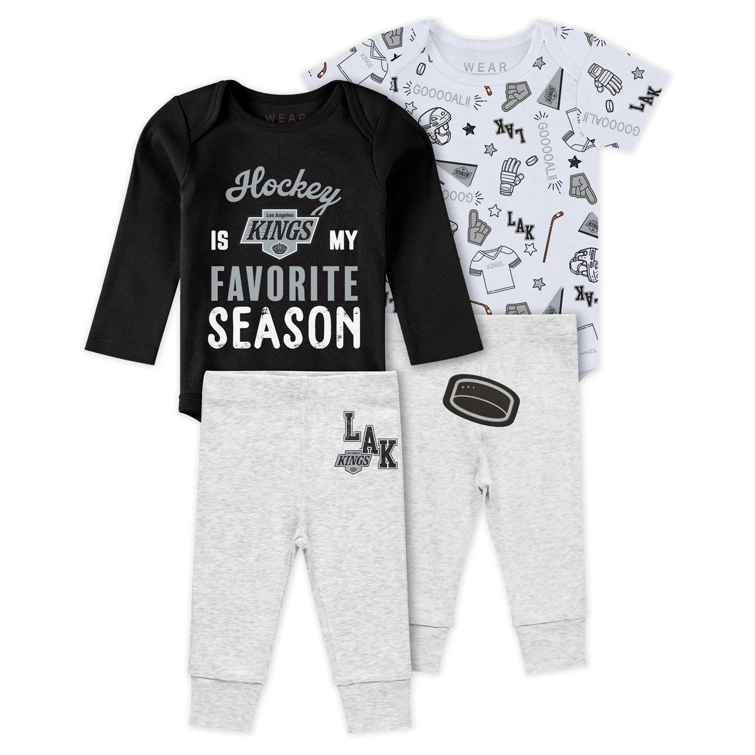 Newborn  Infant WEAR by Erin Andrews Los Angeles Kings Turn Me Around Bodysuits  Pants 3-Piece Set                               - view number 1