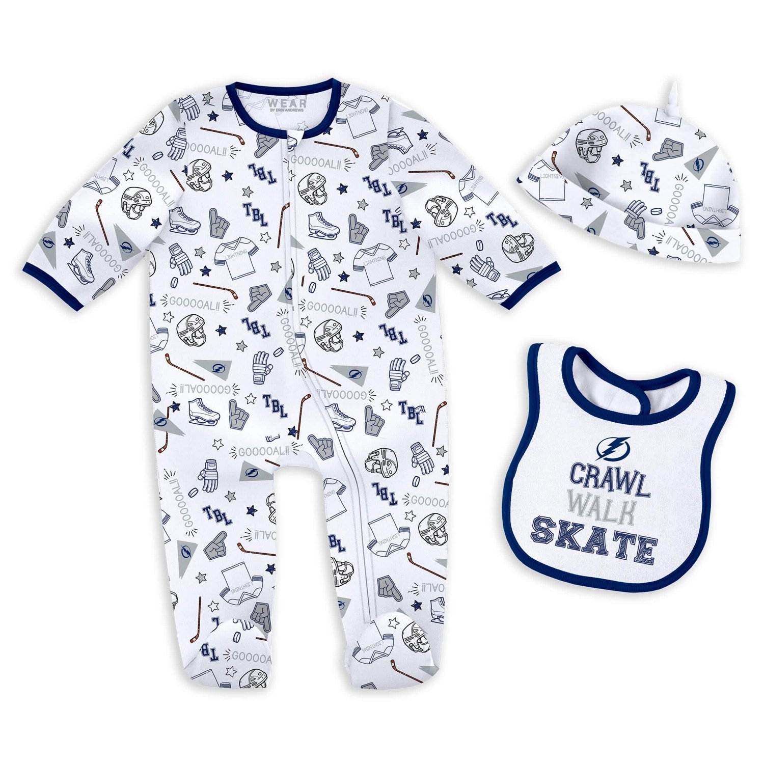 Newborn  Infant WEAR by Erin Andrews Tampa Bay Lightning Sleep and Play Sleeper Set with Bib