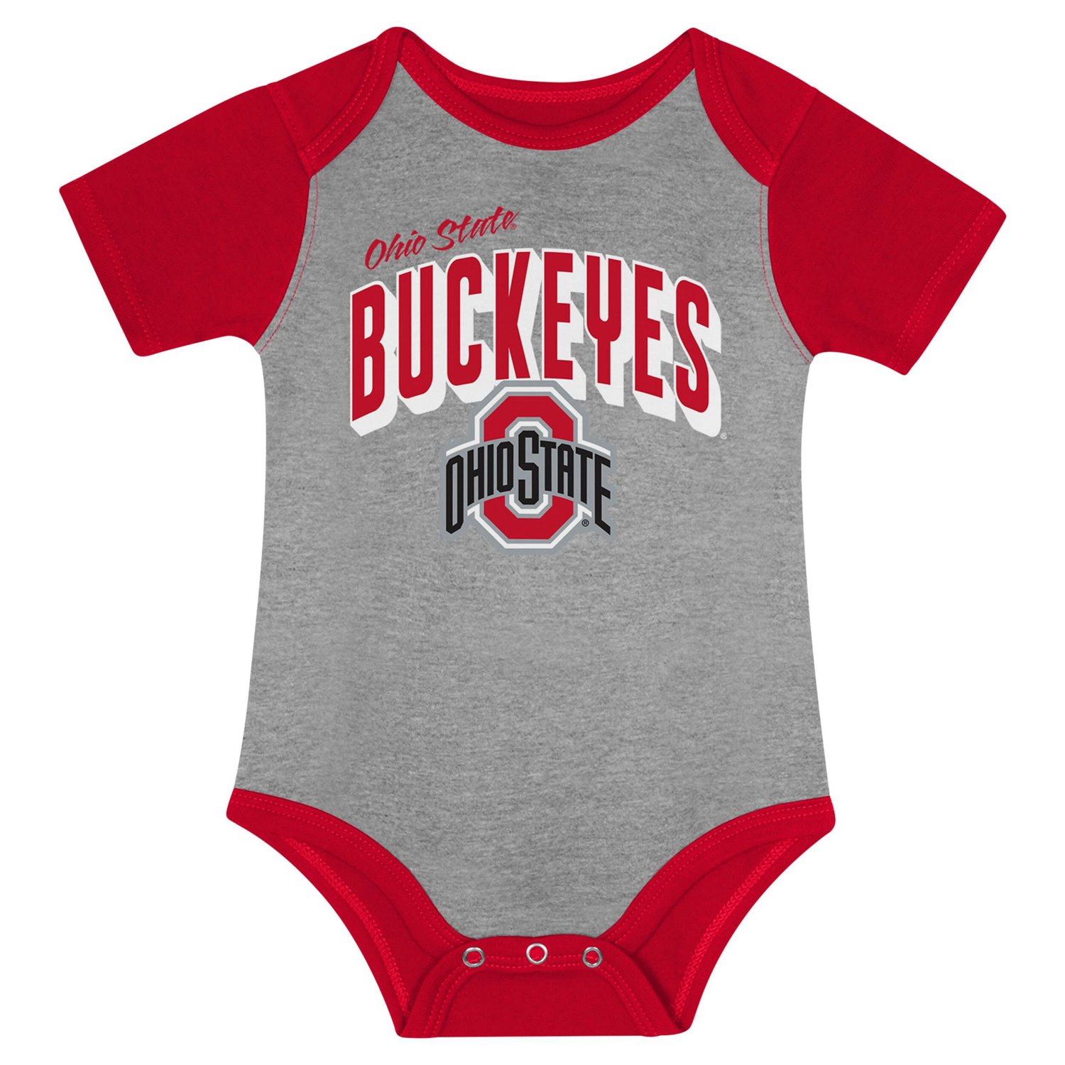 Newborn  Ohio State Buckeyes Dynamic Duo Bodysuit Bib  Cuffed Knit Hat Set - view number 2