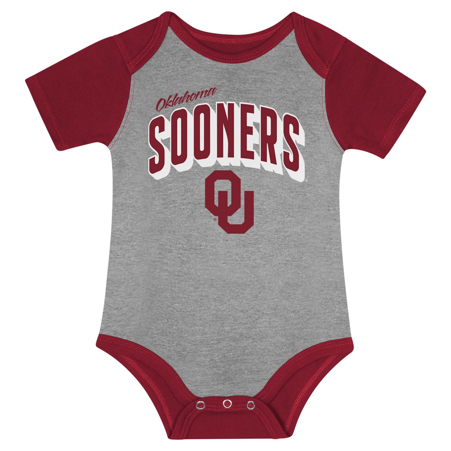 Newborn  Oklahoma Sooners Dynamic Duo Bodysuit Bib  Cuffed Knit Hat Set - view number 2