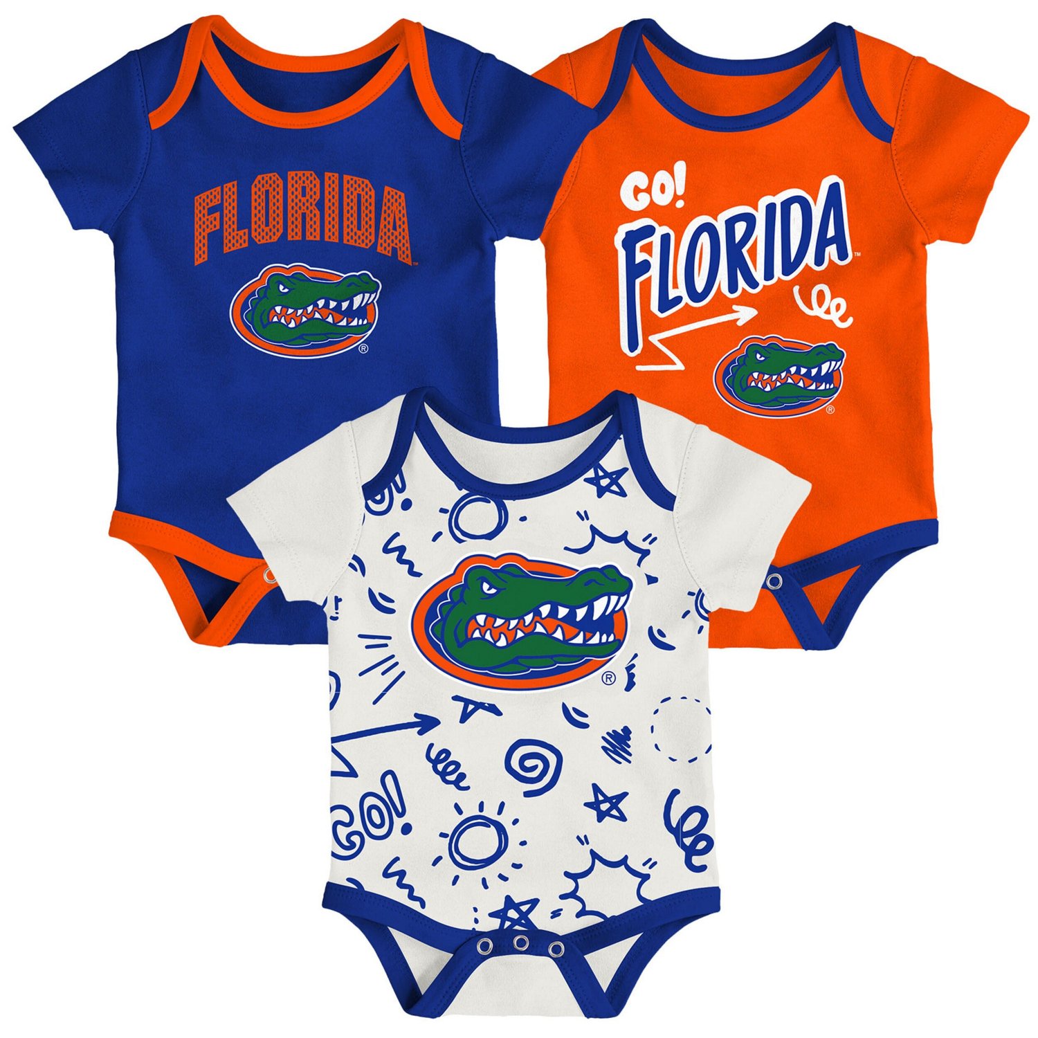 Newborn  Outerstuff Florida Gators Three-Pack All Day Play Bodysuit Set