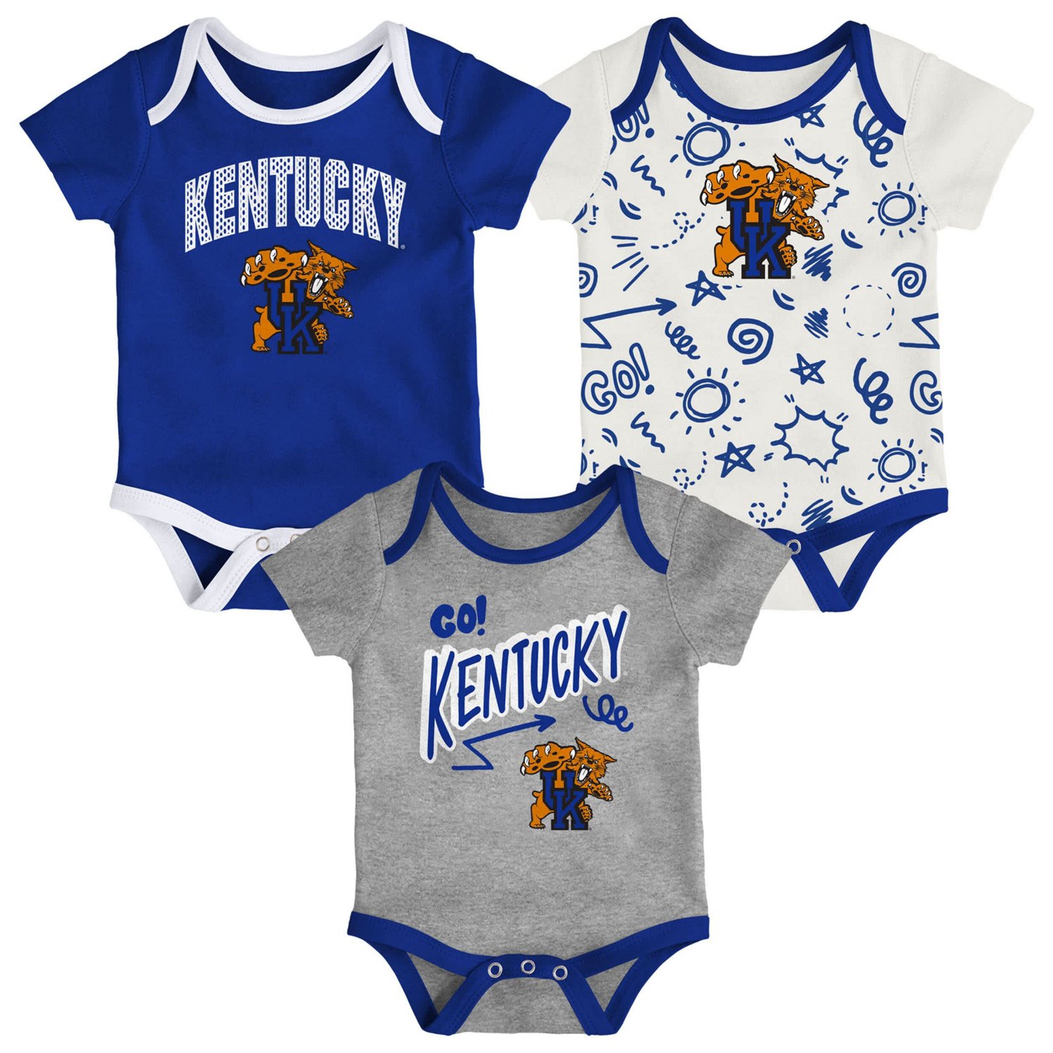 Newborn  Outerstuff Kentucky Wildcats Three-Pack All Day Play Bodysuit Set