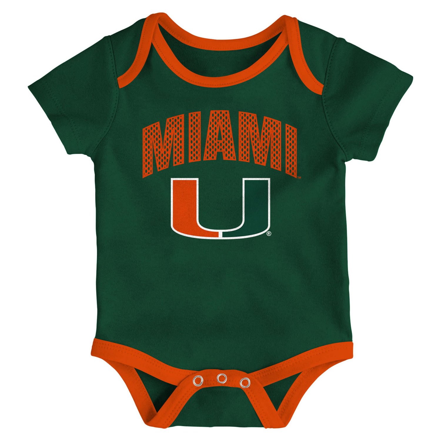 Newborn  Outerstuff Miami Hurricanes Three-Pack All Day Play Bodysuit Set - view number 2