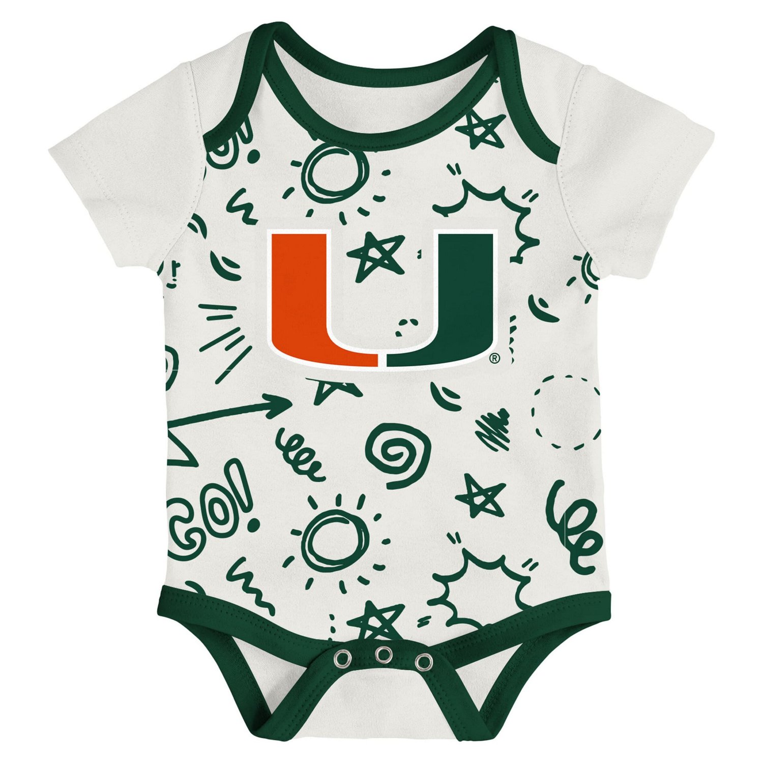 Newborn  Outerstuff Miami Hurricanes Three-Pack All Day Play Bodysuit Set - view number 4