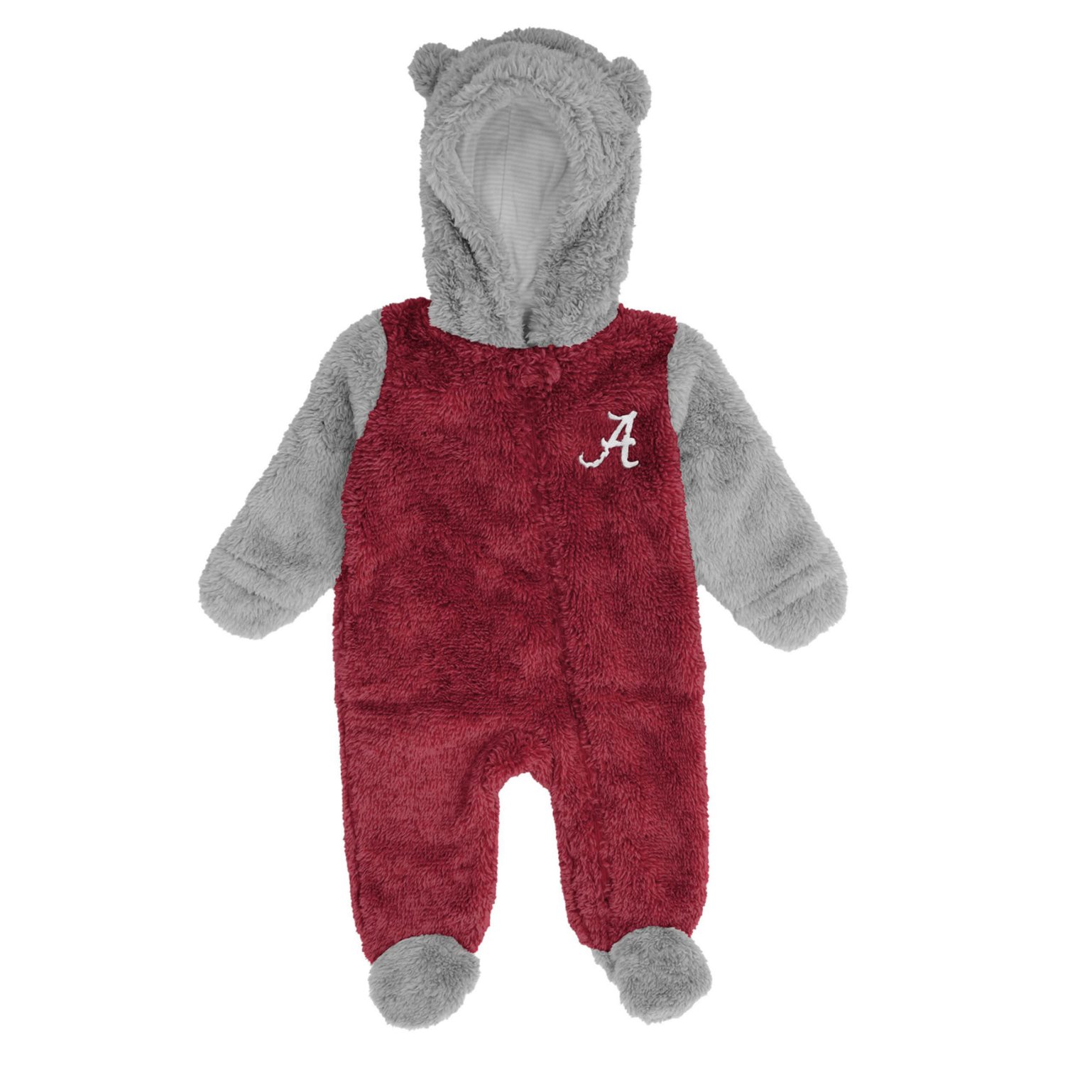Newborn /Gray Alabama Tide Game Nap Teddy Fleece Bunting Full-Zip Sleeper