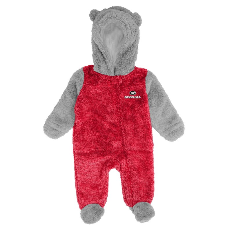 Outerstuff Newborn /Gray Georgia Bulldogs Game Nap Teddy Fleece Bunting Full-Zip Sleeper Red, 3-6 Months Infant - NCAA Youth Apparel