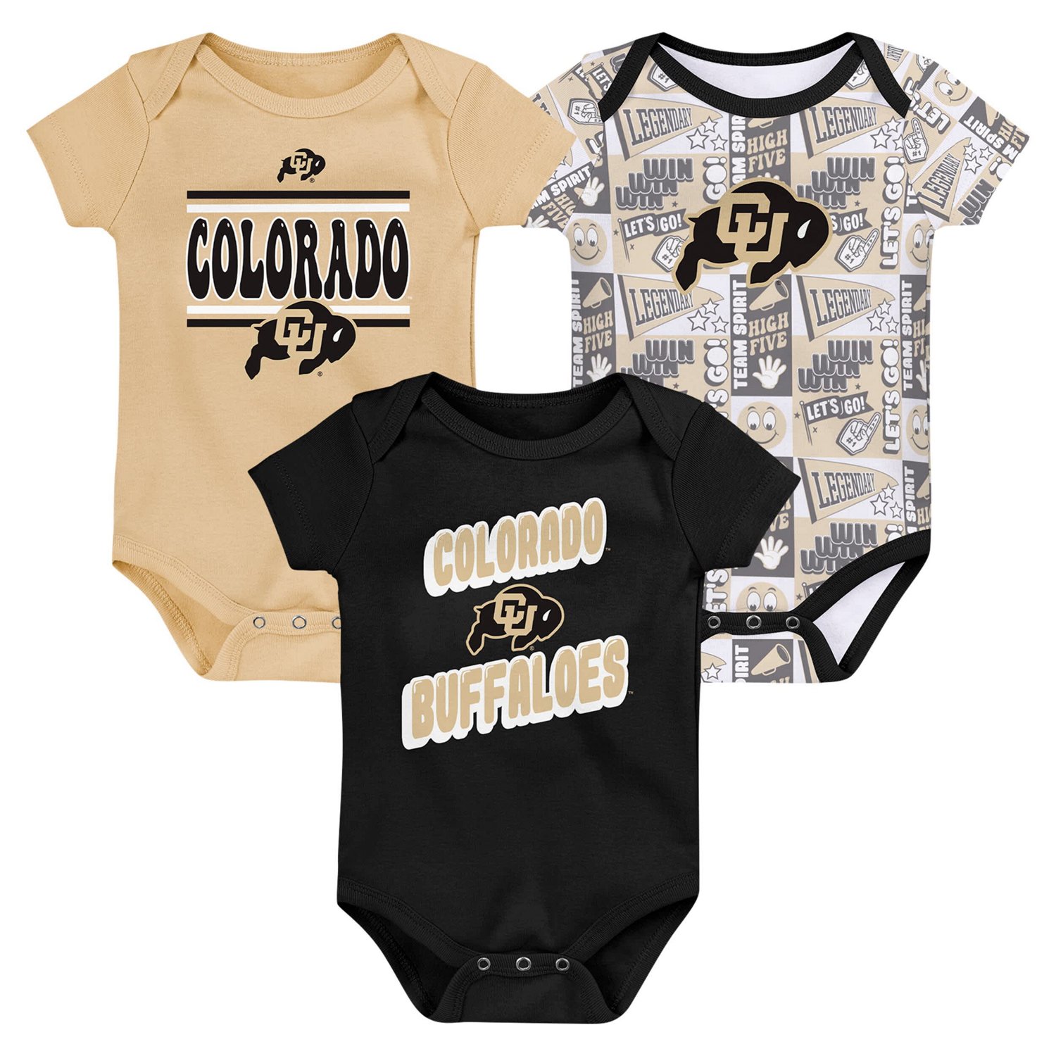 Newborn Colorado Buffaloes Sunday Comics 3-Pack Bodysuit Set