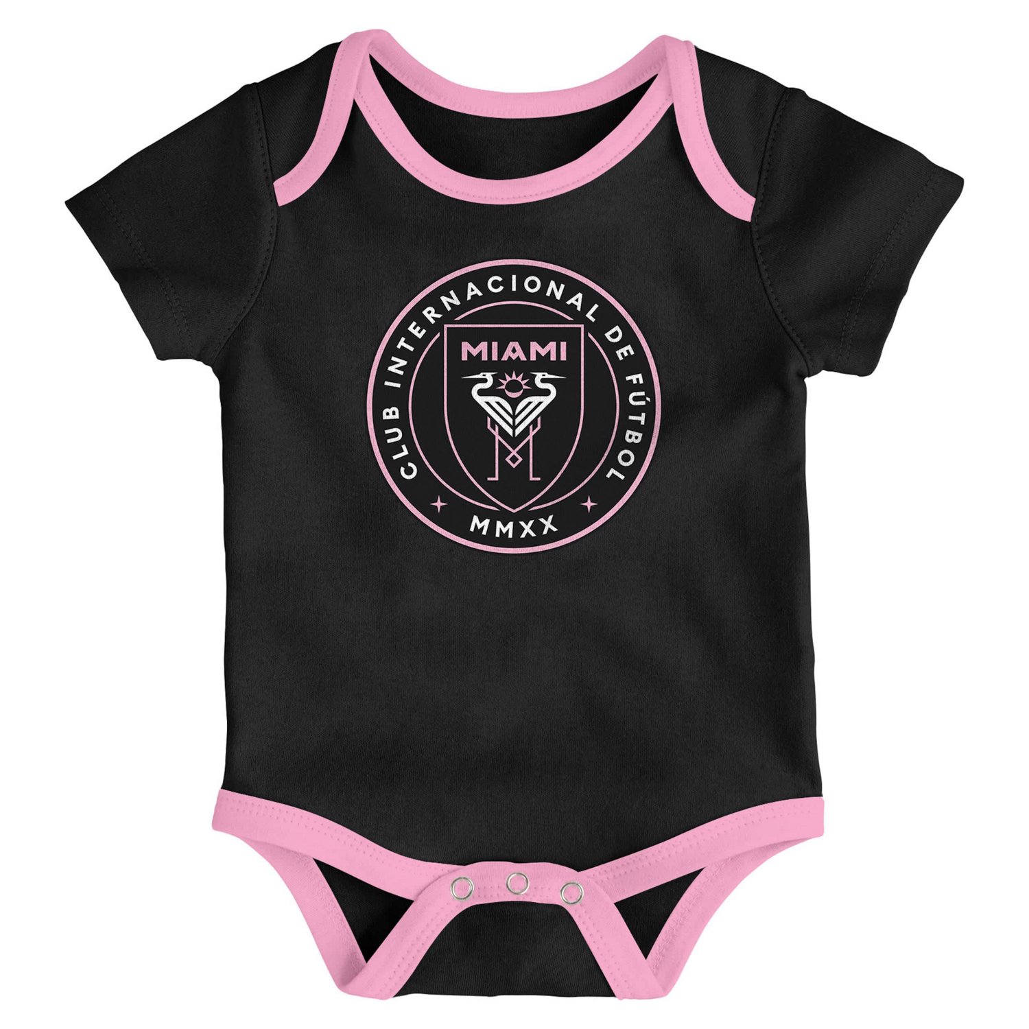 Newborn Heather Gray Pink Inter Miami CF Loyal Buddies 3-Pack Bodysuit Set - view number 2