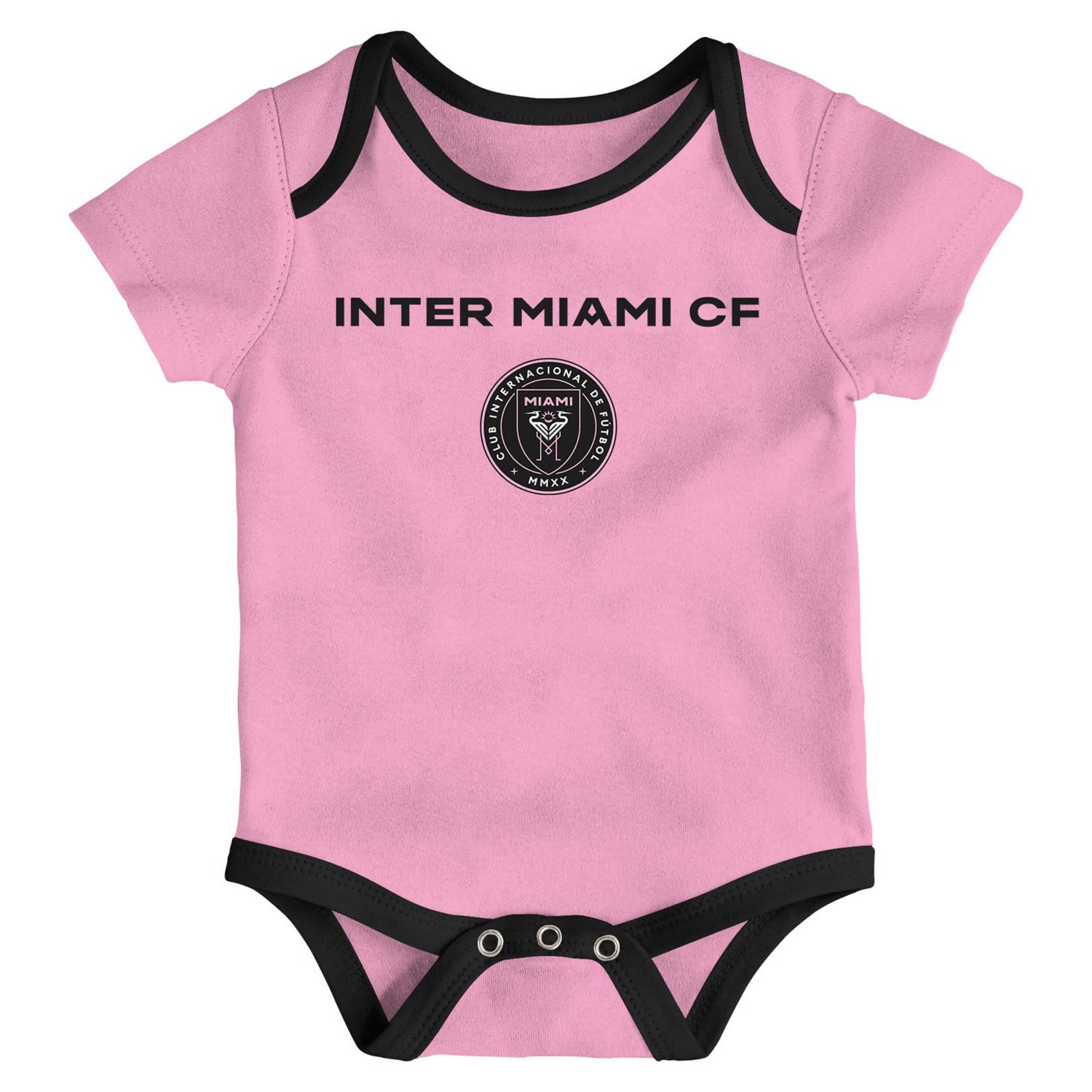 Newborn Heather Gray Pink Inter Miami CF Loyal Buddies 3-Pack Bodysuit Set - view number 3