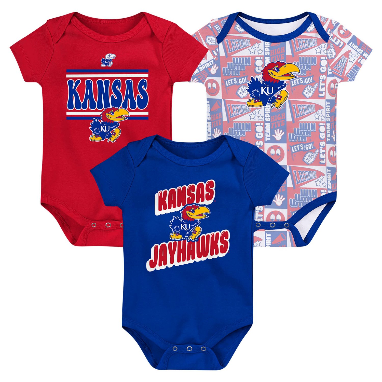 Newborn Kansas Jayhawks Sunday Comics 3-Pack Bodysuit Set - view number 1