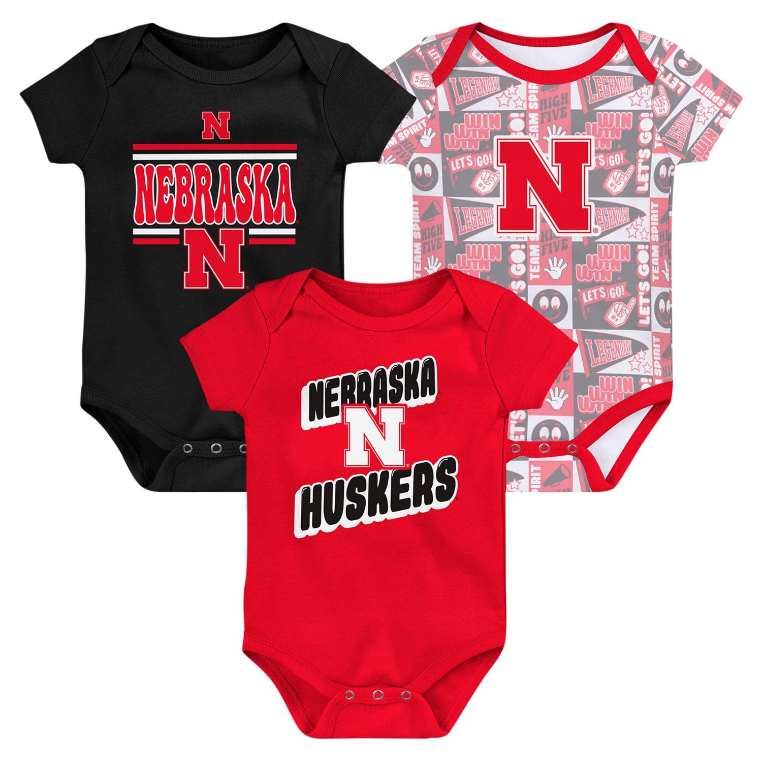 Newborn Nebraska Huskers Sunday Comics 3-Pack Bodysuit Set - view number 1