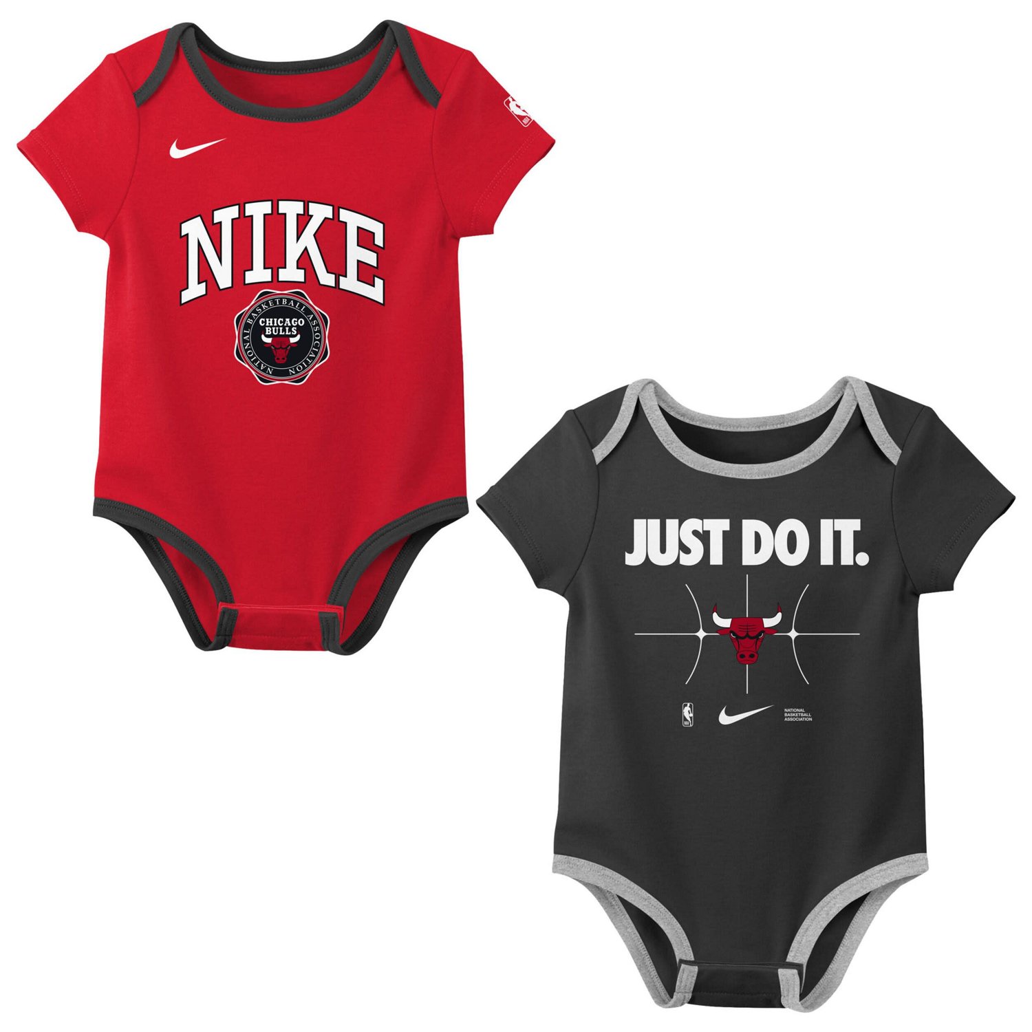 Newborn Nike Black Chicago Bulls Just Do It Two-Pack Bodysuit Set