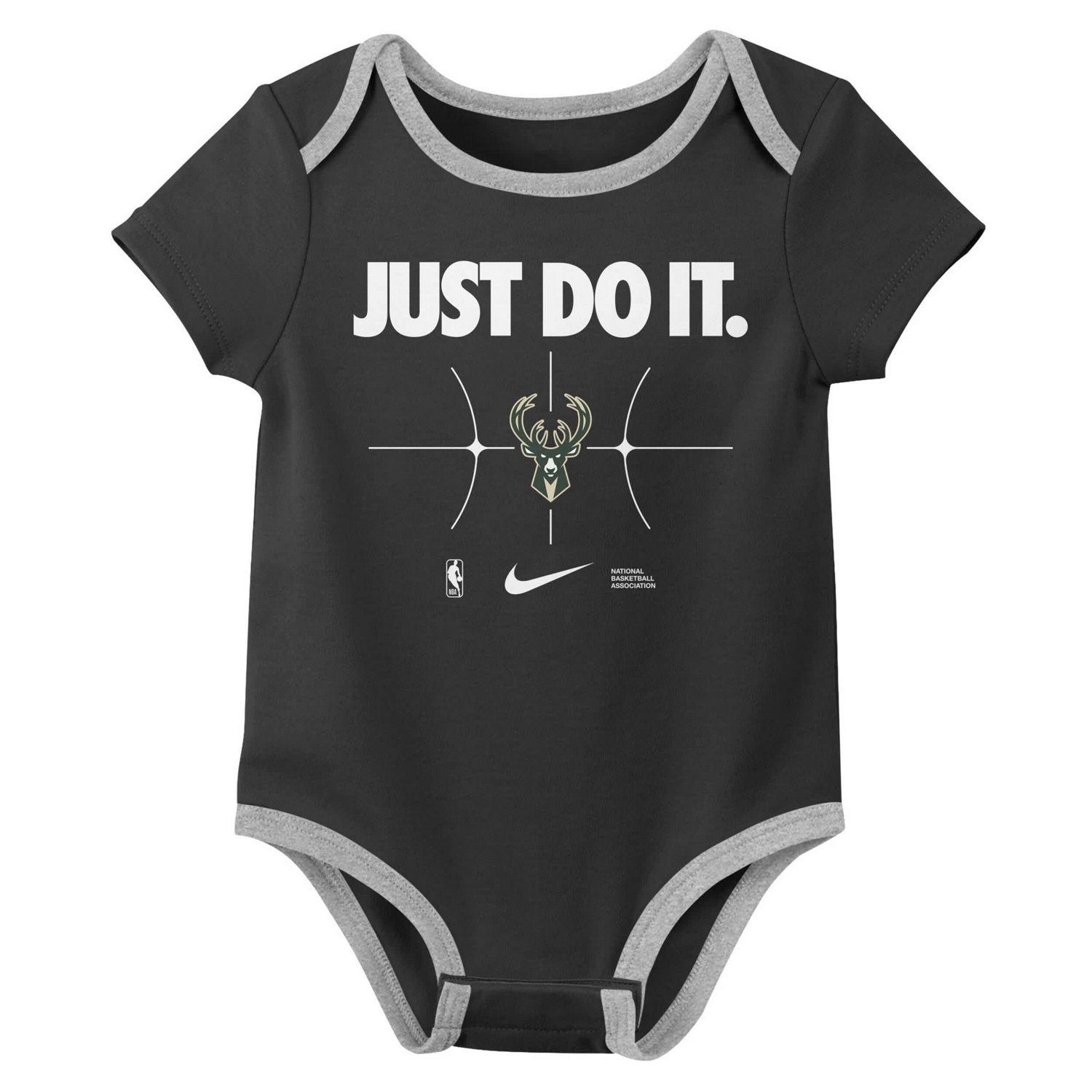 Newborn Nike Hunter Black Milwaukee Bucks Just Do It Two-Pack Bodysuit Set - view number 3