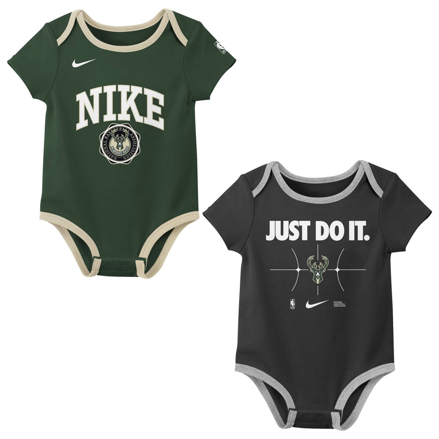 Newborn Nike Hunter Black Milwaukee Bucks Just Do It Two-Pack Bodysuit Set