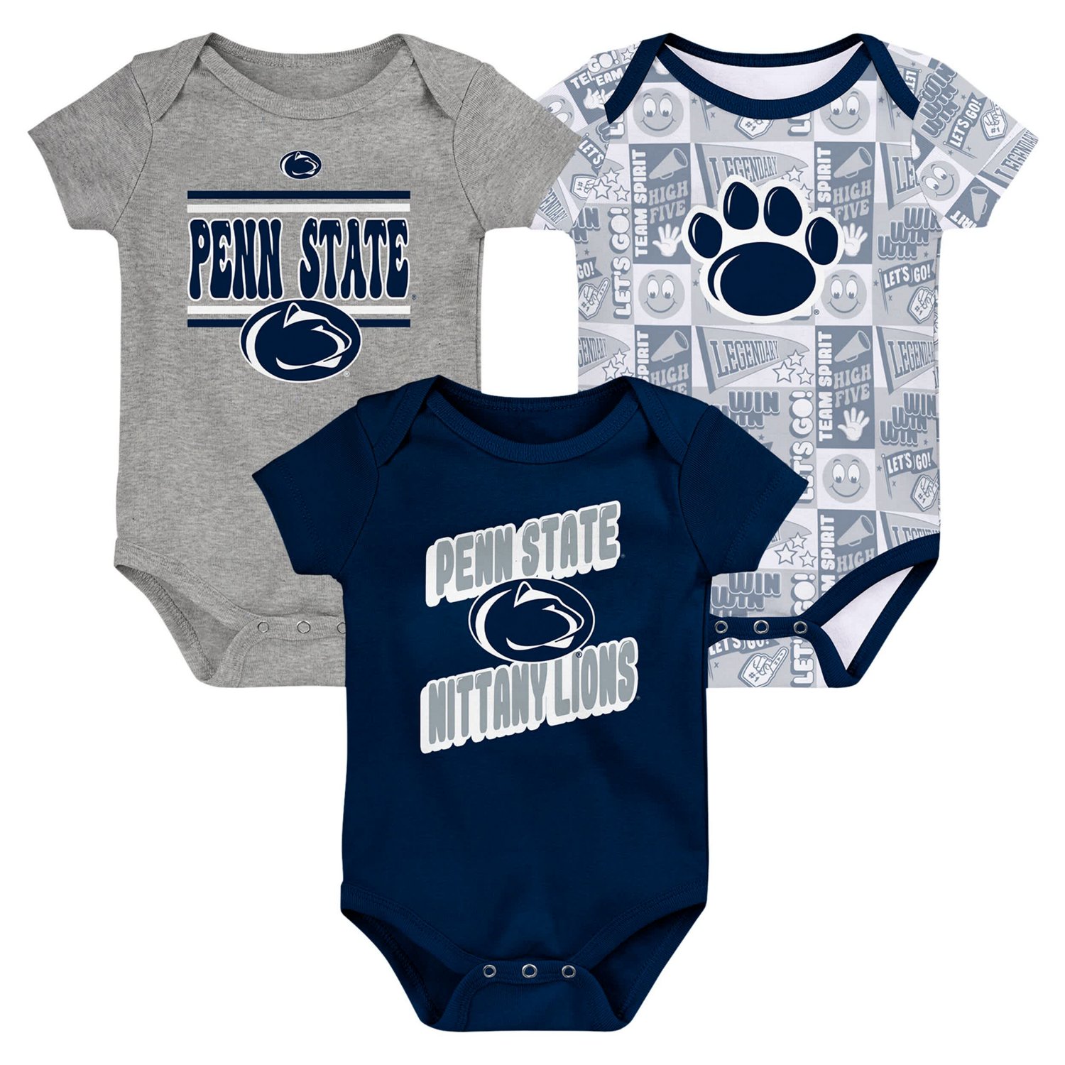 Newborn Penn State Nittany Lions Sunday Comics 3-Pack Bodysuit Set - view number 1
