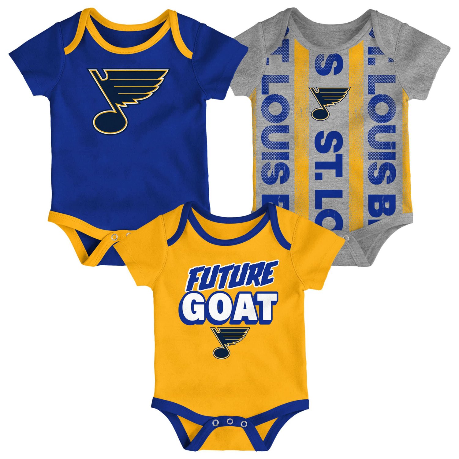 Newborn St Louis Blues Loyal Buddies Three-Pack Bodysuit Set - view number 1