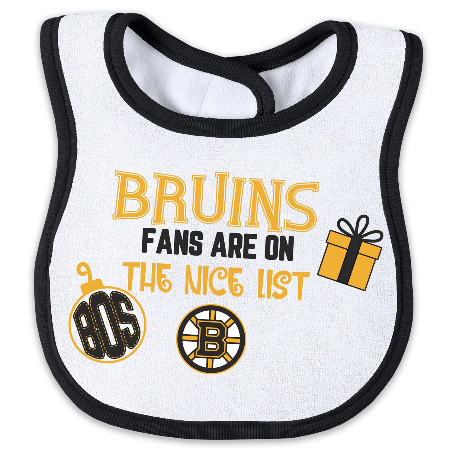 Newborn WEAR by Erin Andrews Boston Bruins Allover Print Full-Zip Sleeper  Bib Christmas Set                                     - view number 3