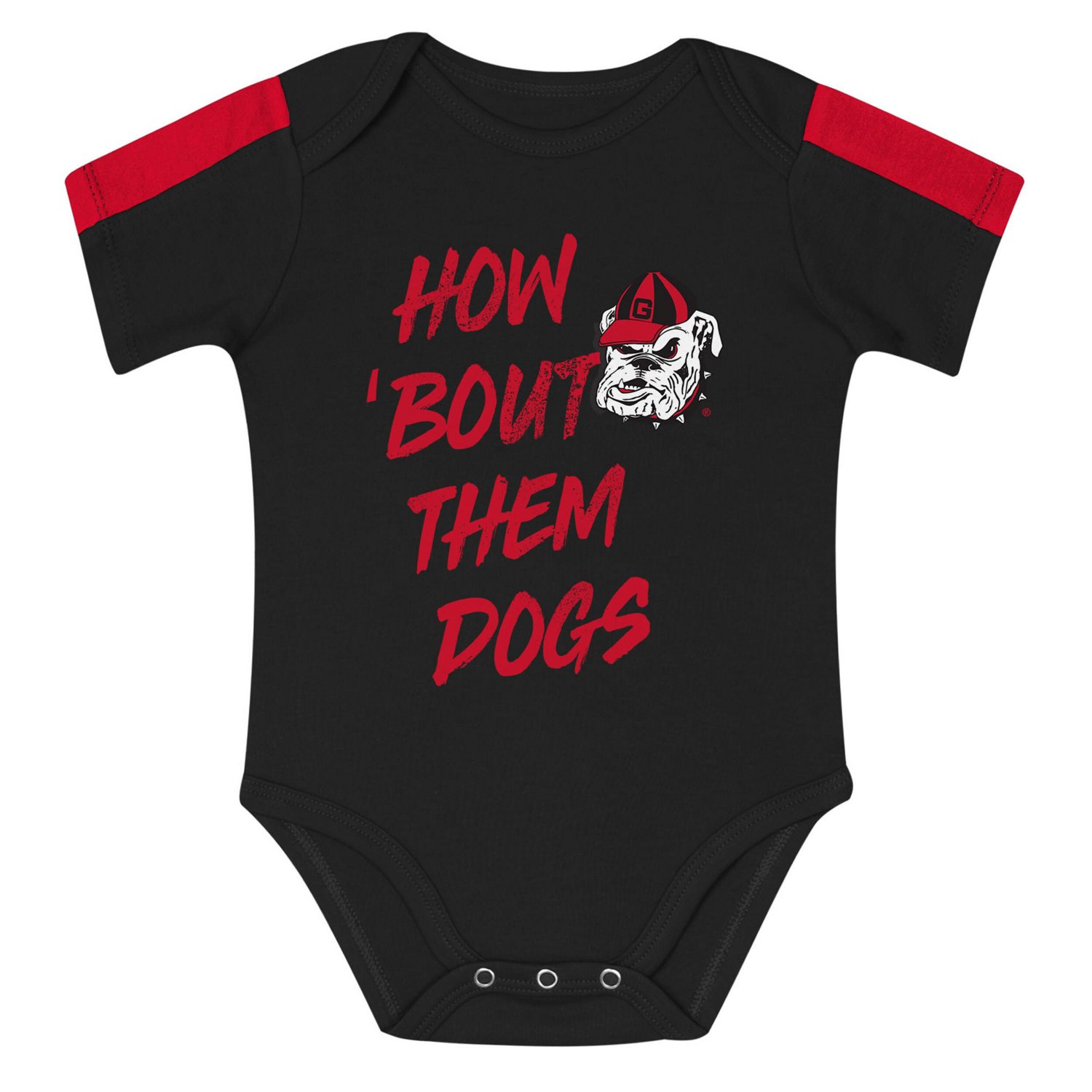 Outerstuff Black Georgia Bulldogs Double Down Bodysuit and Pants 3-Piece Set - view number 4