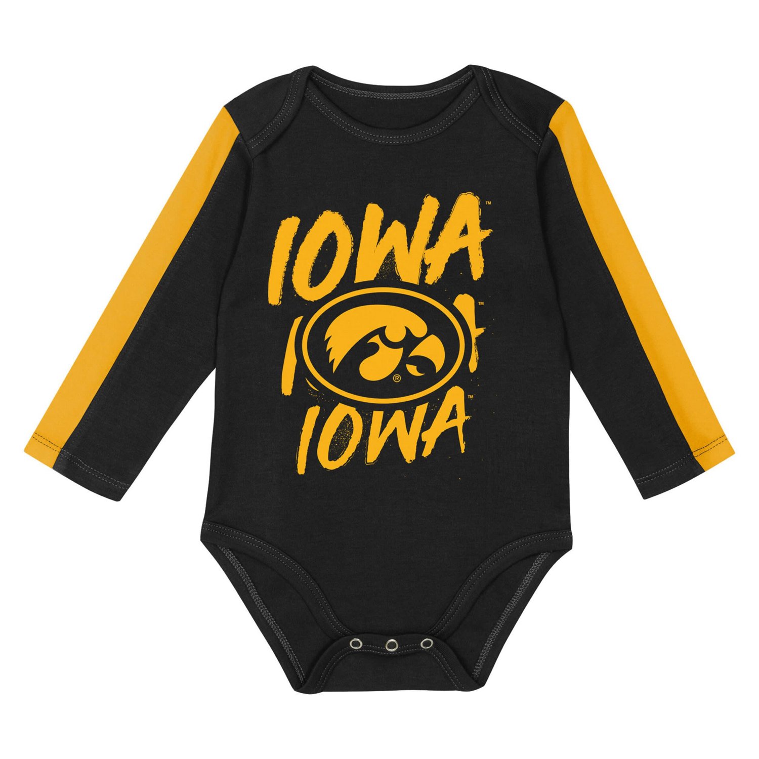 Outerstuff Gold Iowa Hawkeyes Double Down Bodysuit and Pants 3-Piece Set - view number 2