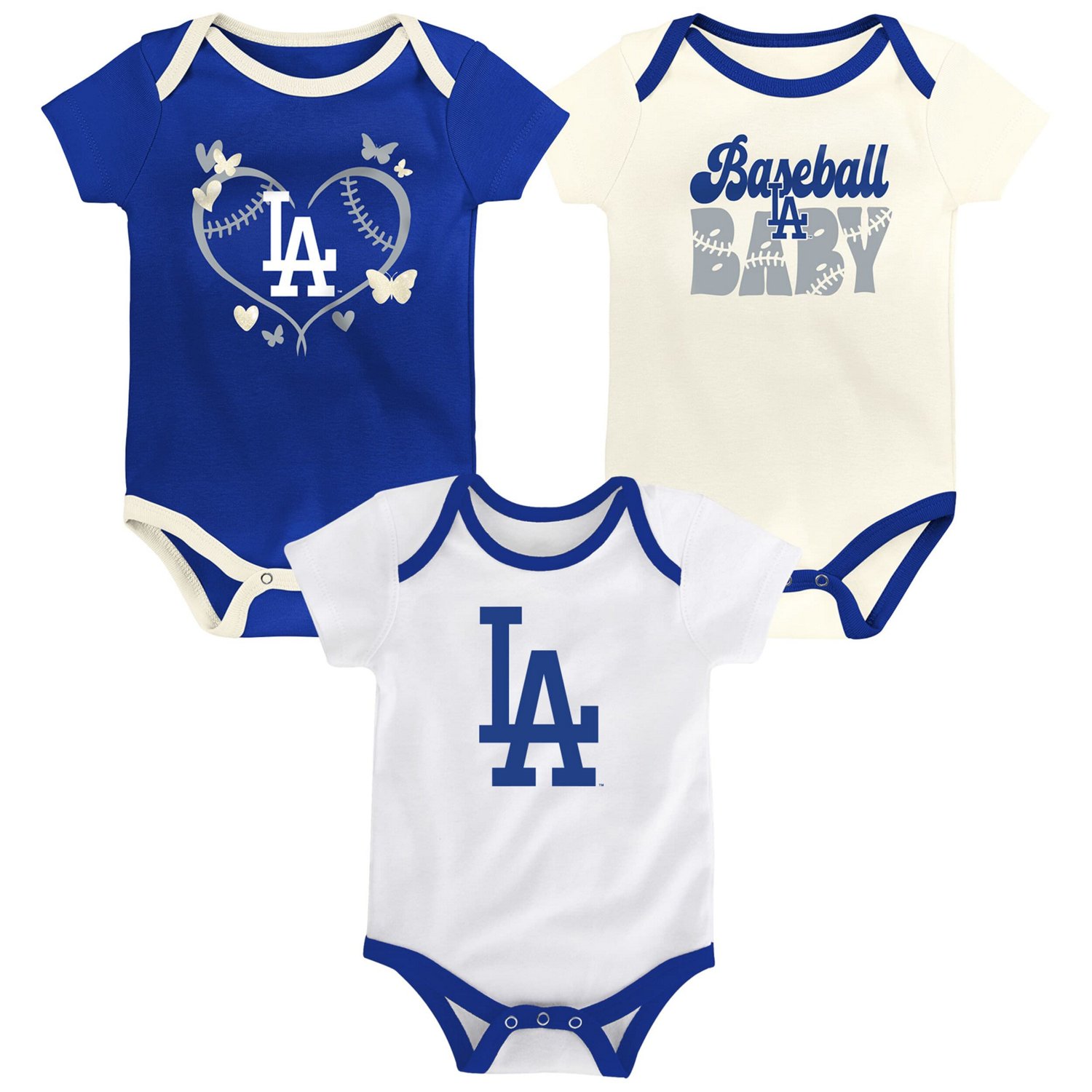 Outerstuff Los Angeles Dodgers Home Team 3-Pack Bodysuit Set