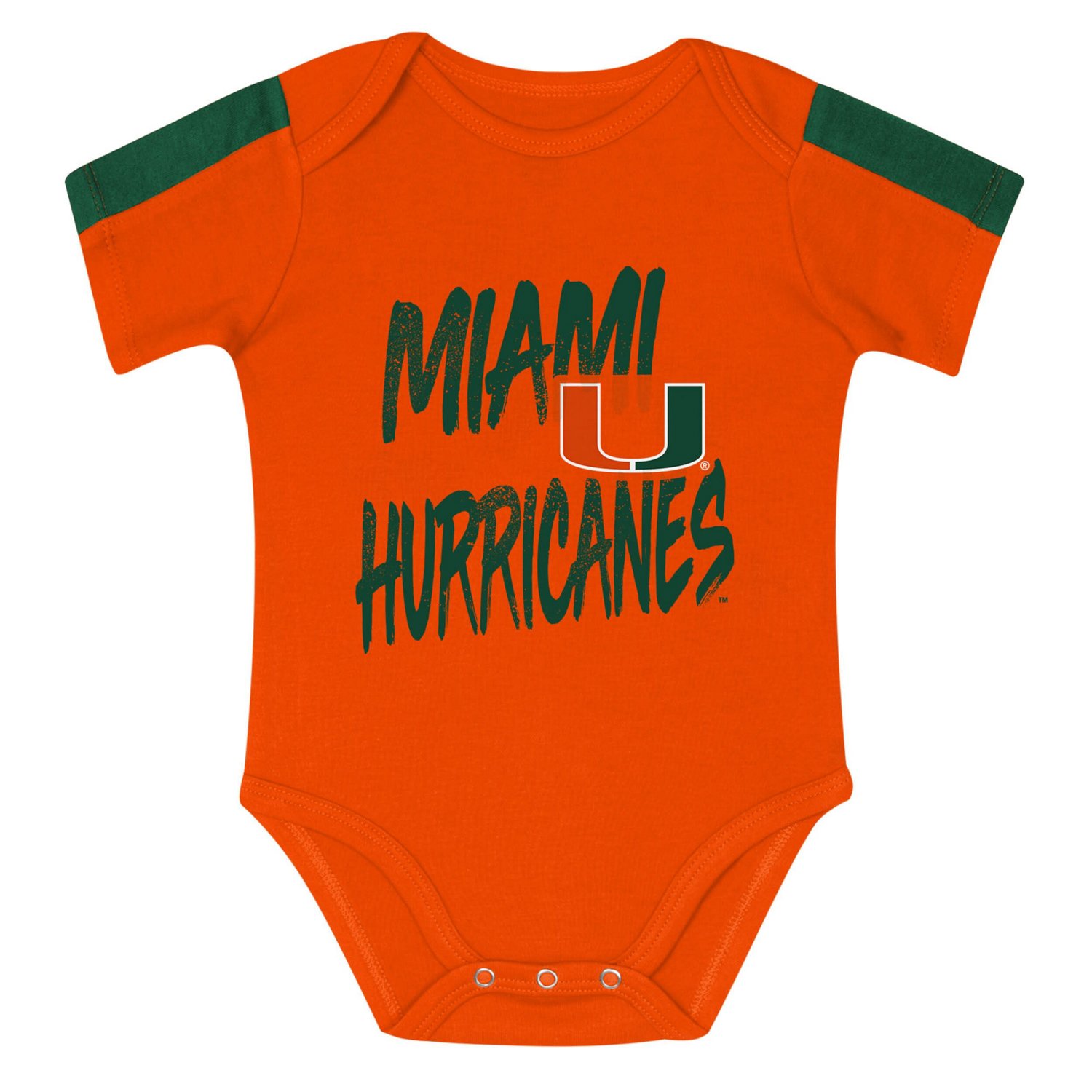 Outerstuff Orange Miami Hurricanes Double Down Bodysuit and Pants 3-Piece Set - view number 4