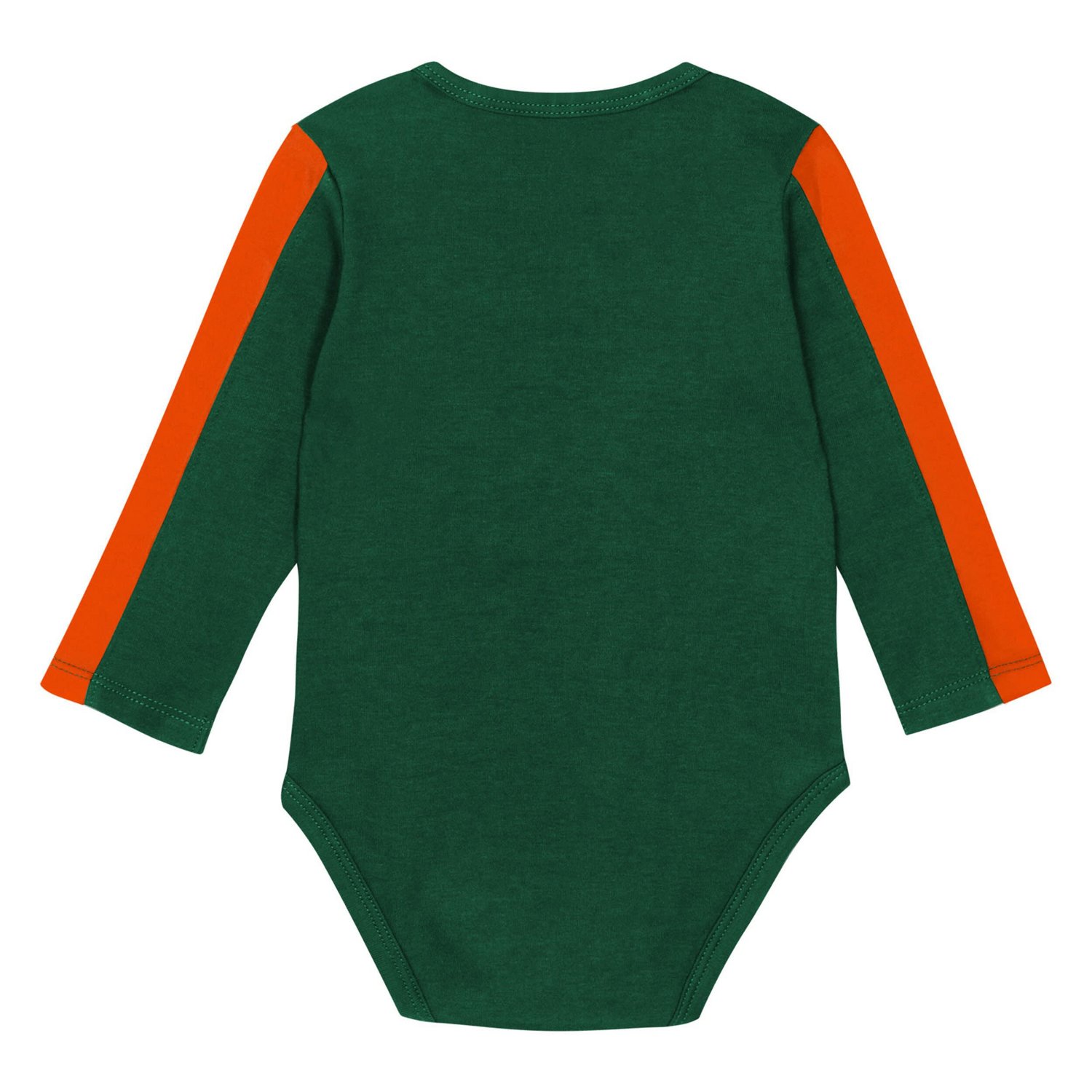 Outerstuff Orange Miami Hurricanes Double Down Bodysuit and Pants 3-Piece Set - view number 3