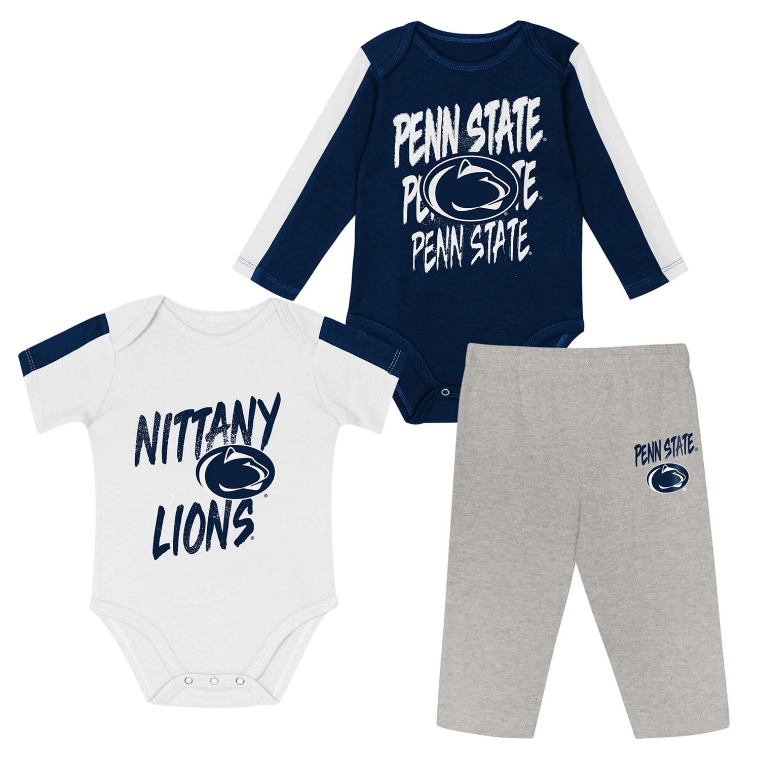 Outerstuff White Penn State Nittany Lions Double Down Bodysuit and Pants 3-Piece Set - view number 1