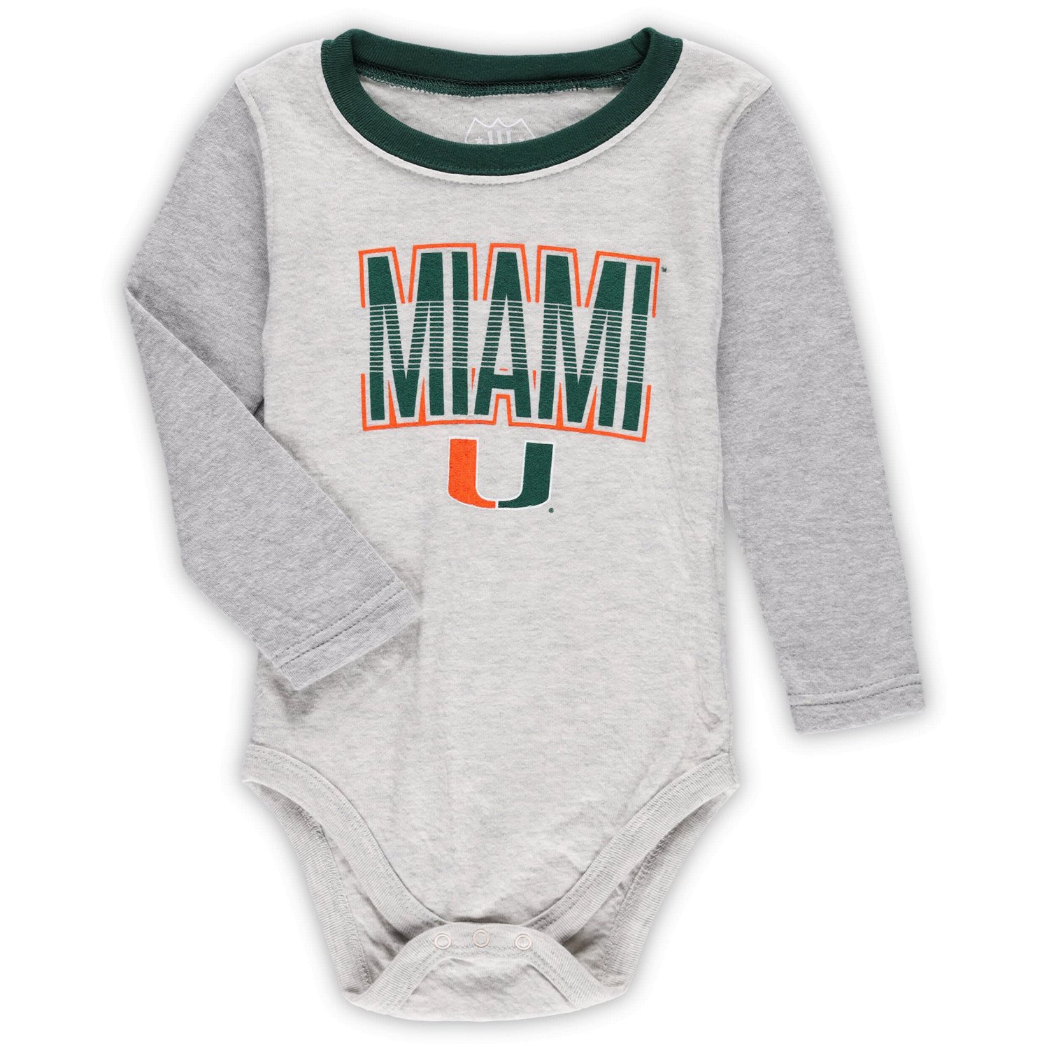 Wes  Willy Heather Gray Miami Hurricanes Jie Jie Long Sleeve Bodysuit  Pants Set - view number 2