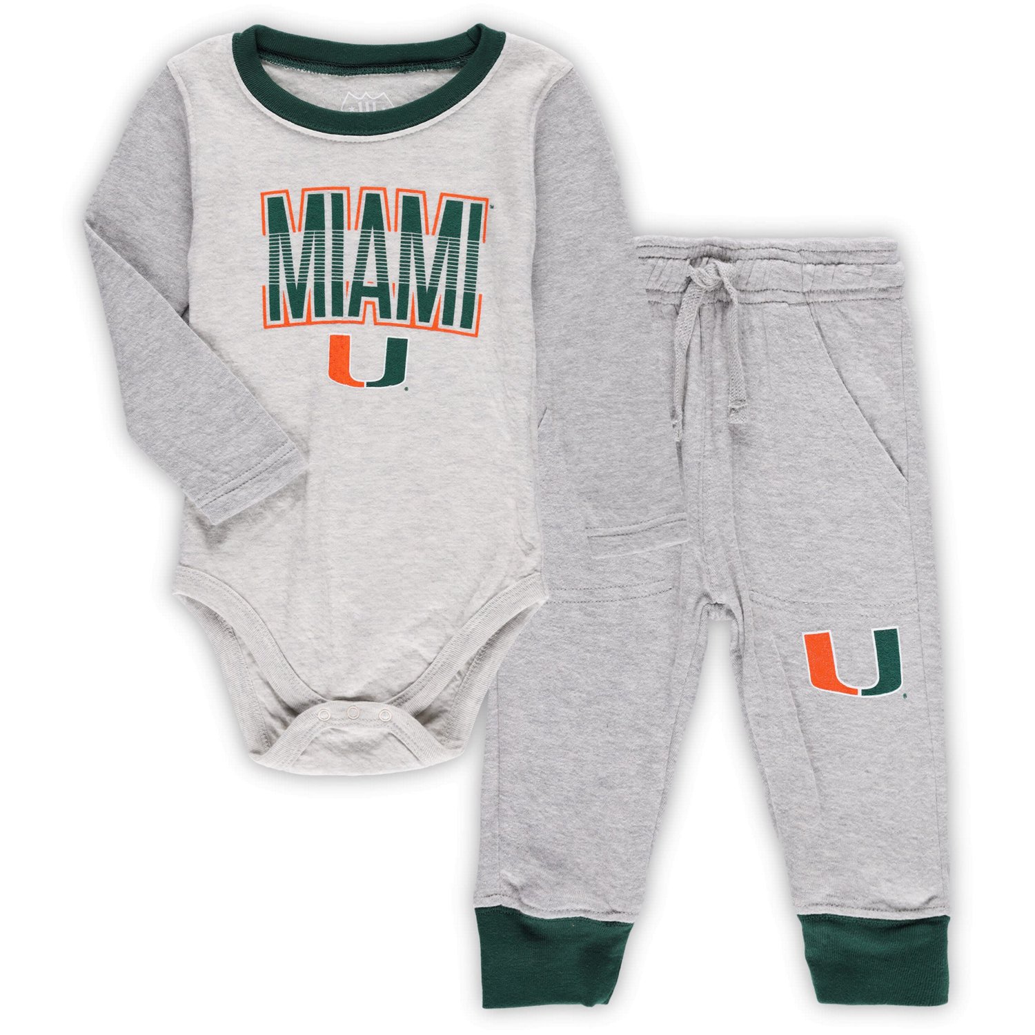 Wes  Willy Heather Gray Miami Hurricanes Jie Jie Long Sleeve Bodysuit  Pants Set