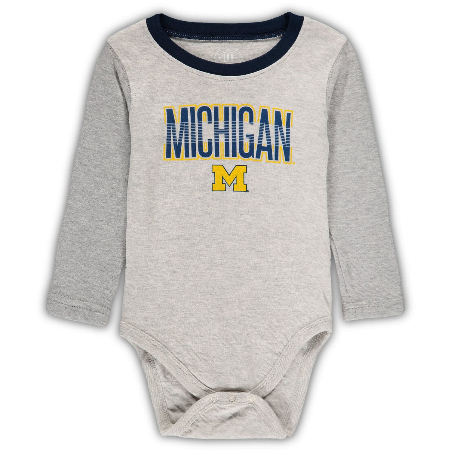 Wes  Willy Heathered Gray/ Michigan Wolverines Jie Jie Long Sleeve Bodysuit  Pants Set - view number 2