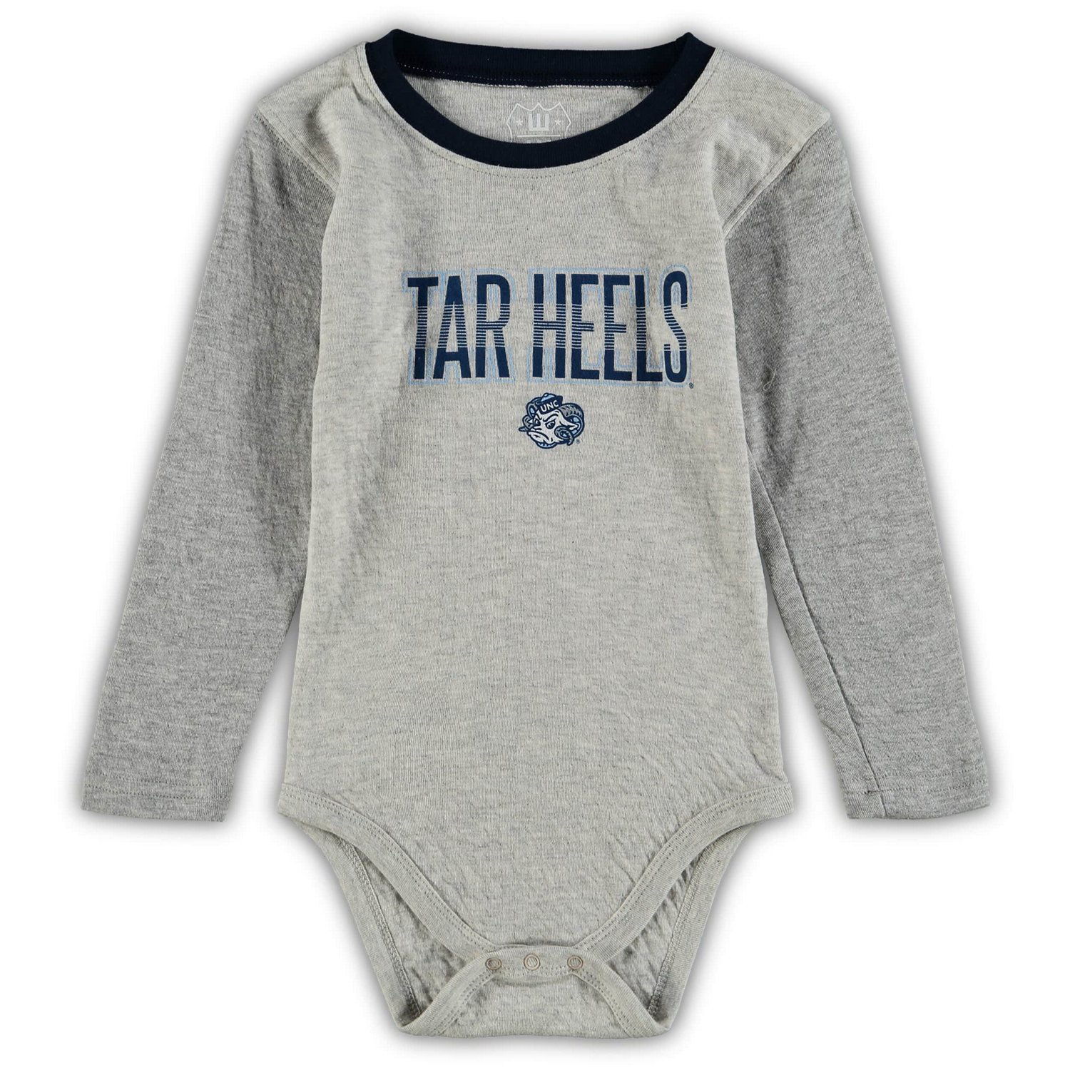 Wes  Willy Heathered Gray/ North Carolina Tar Heels Jie Jie Long Sleeve Bodysuit  Pants Set - view number 2
