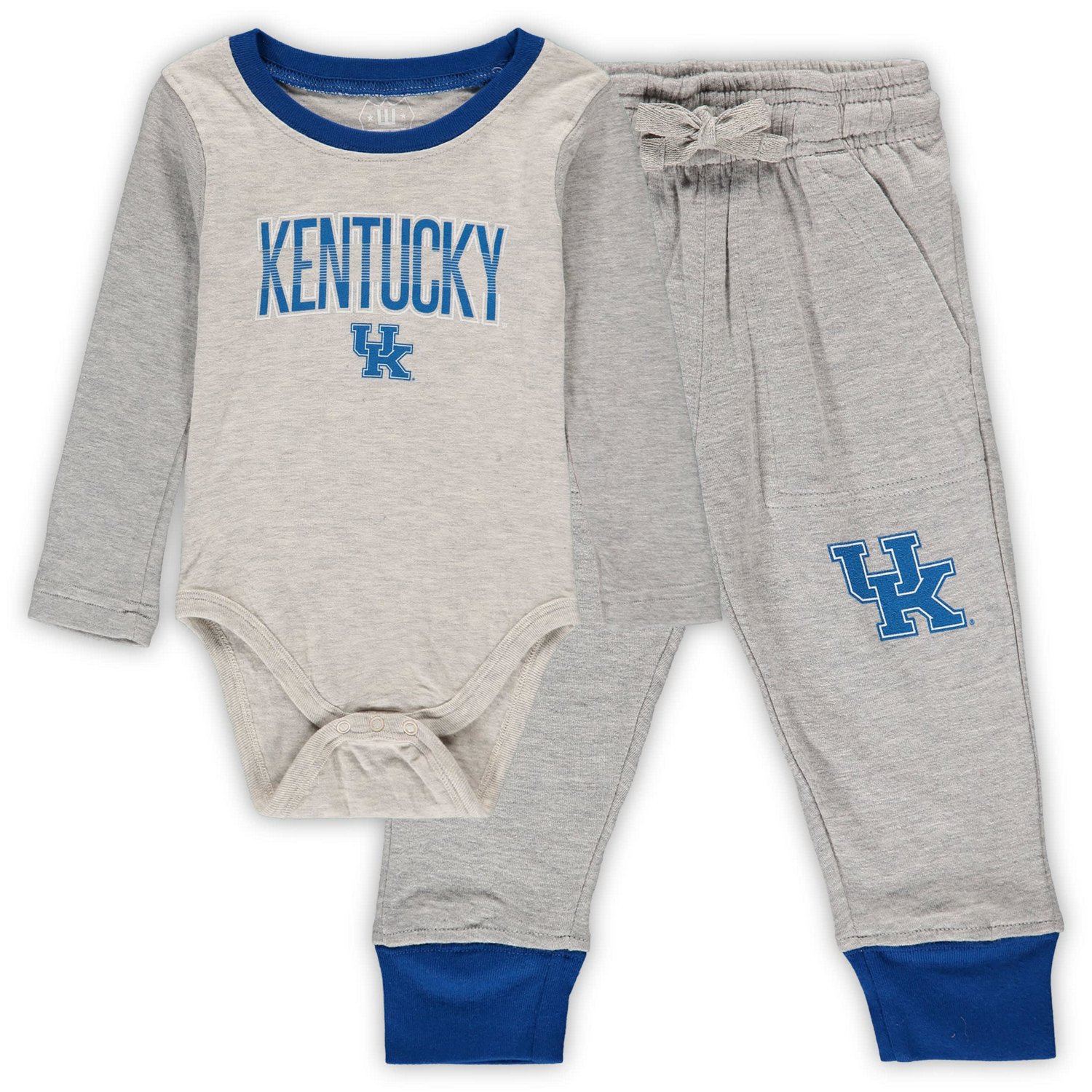 Wes  Willy Heathered Gray/ Kentucky Wildcats Jie Jie Long Sleeve Bodysuit  Pants Set                                             - view number 1
