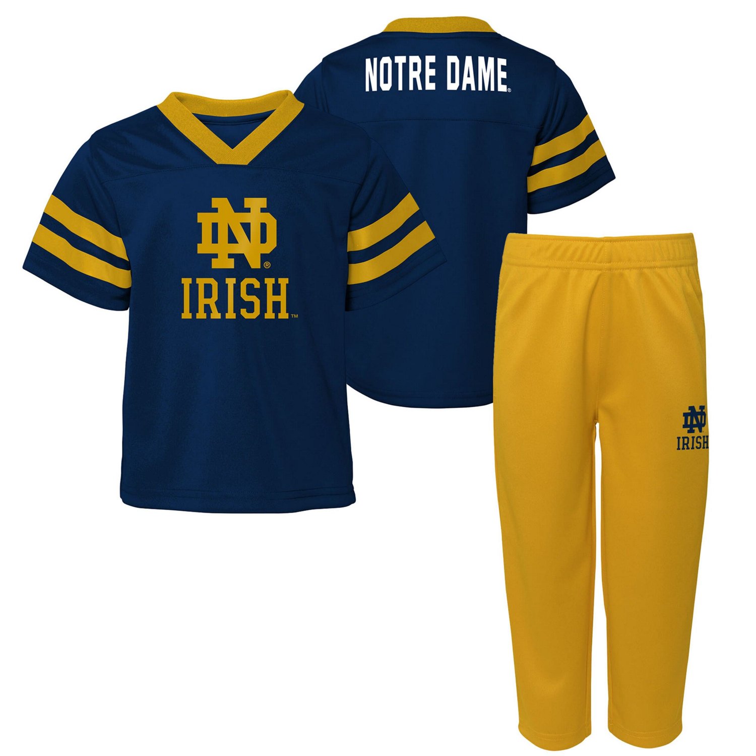 Youth Outerstuff Notre Dame Fighting Irish Red Zone Two-Piece V-Neck Top and Pants Set - view number 1