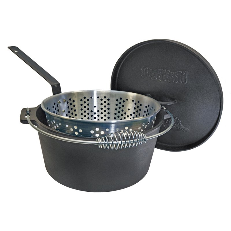 Bayou Classic 8 qt Cast Iron Dutch Oven with Fry Basket and Stainless Handle - Castiron Cookware at Academy Sports