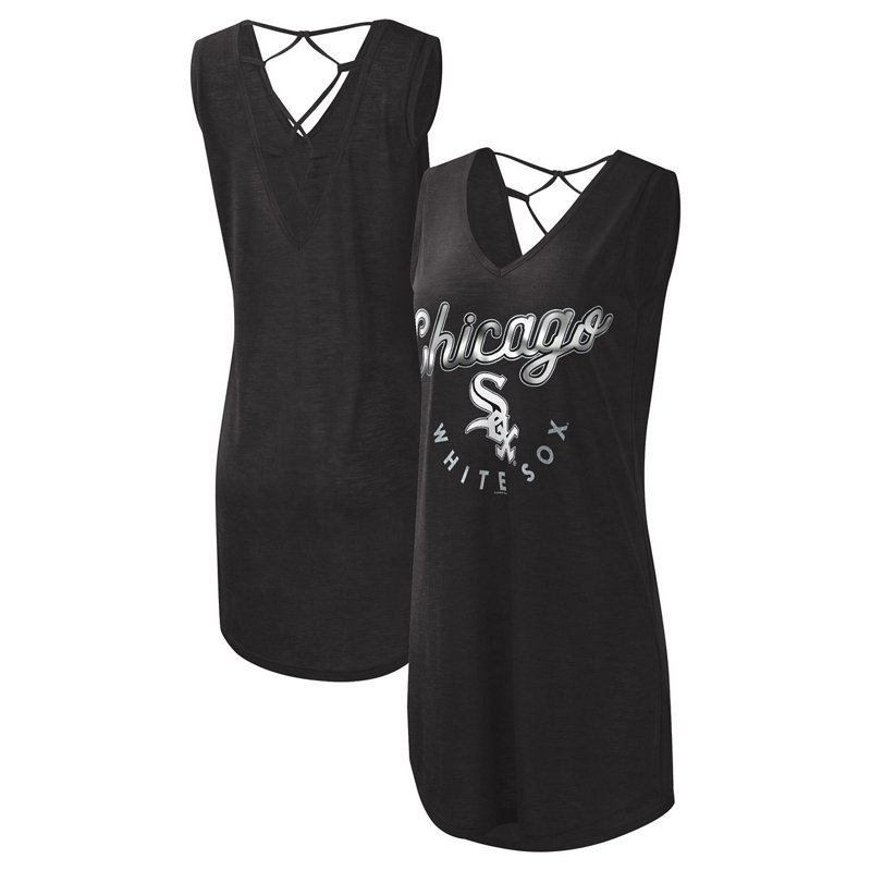G-III 4Her By Carl Banks WomenâS Chicago White Sox Game Time Slub Beach V-Neck Cover-Up Dress-image