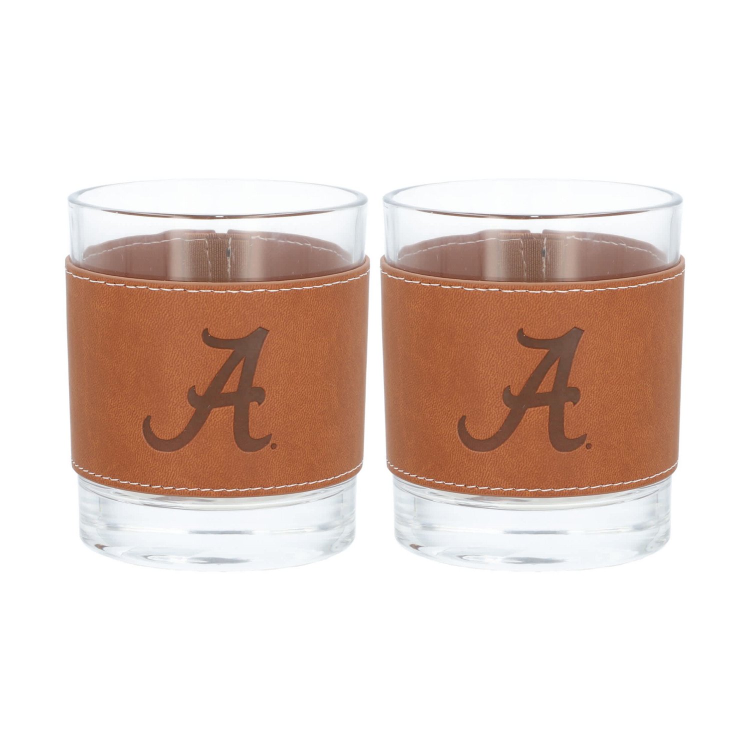Alabama Crimson Tide 2-Pack 12oz Rocks Glass with Leather Wrap - view number 1