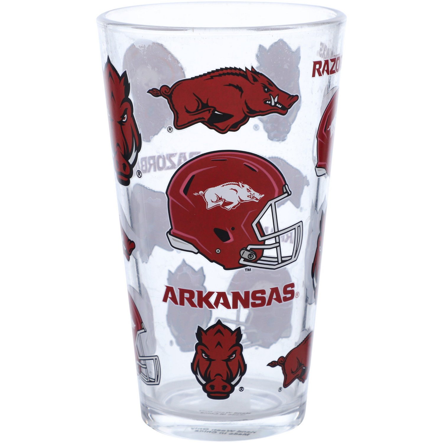 Arkansas Razorbacks 16oz Allover Print Pint Glass