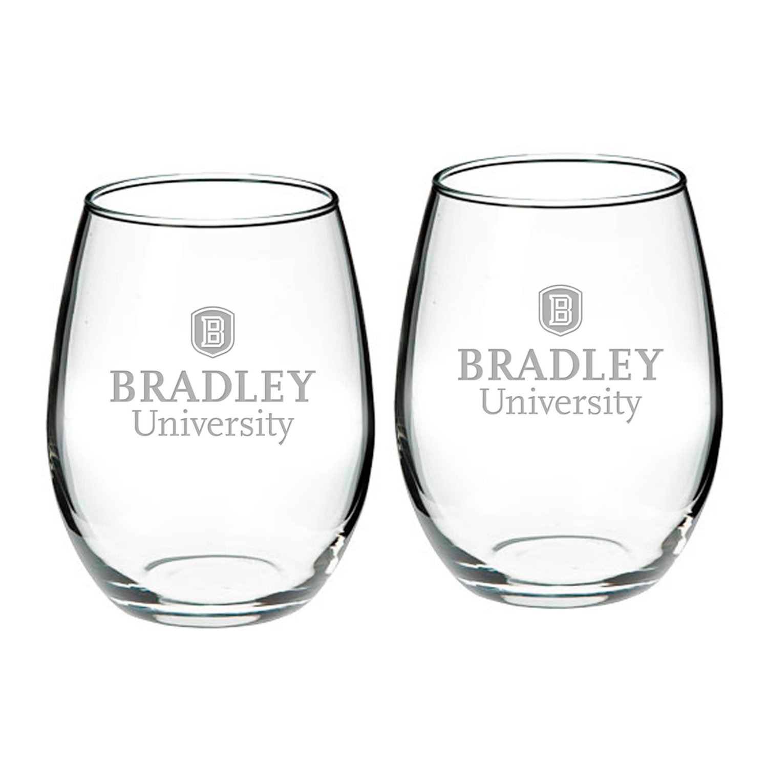Bradley Braves 21oz 2-Piece Stemless Wine Glass Set - view number 1