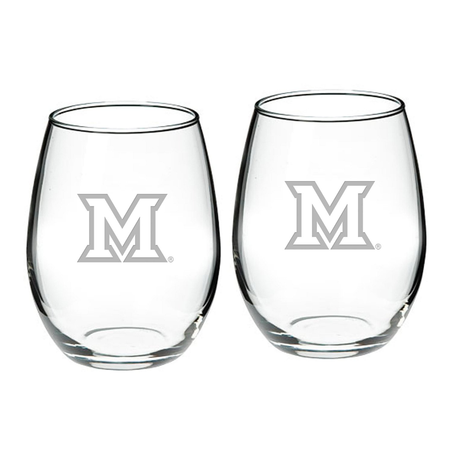 Miami University RedHawks 2-Piece 21oz Stemless Wine Glass Set