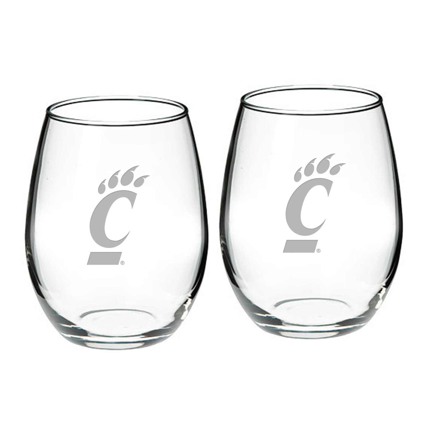 Cincinnati Bearcats 2-Piece 21oz Stemless Wine Glass Set - view number 1