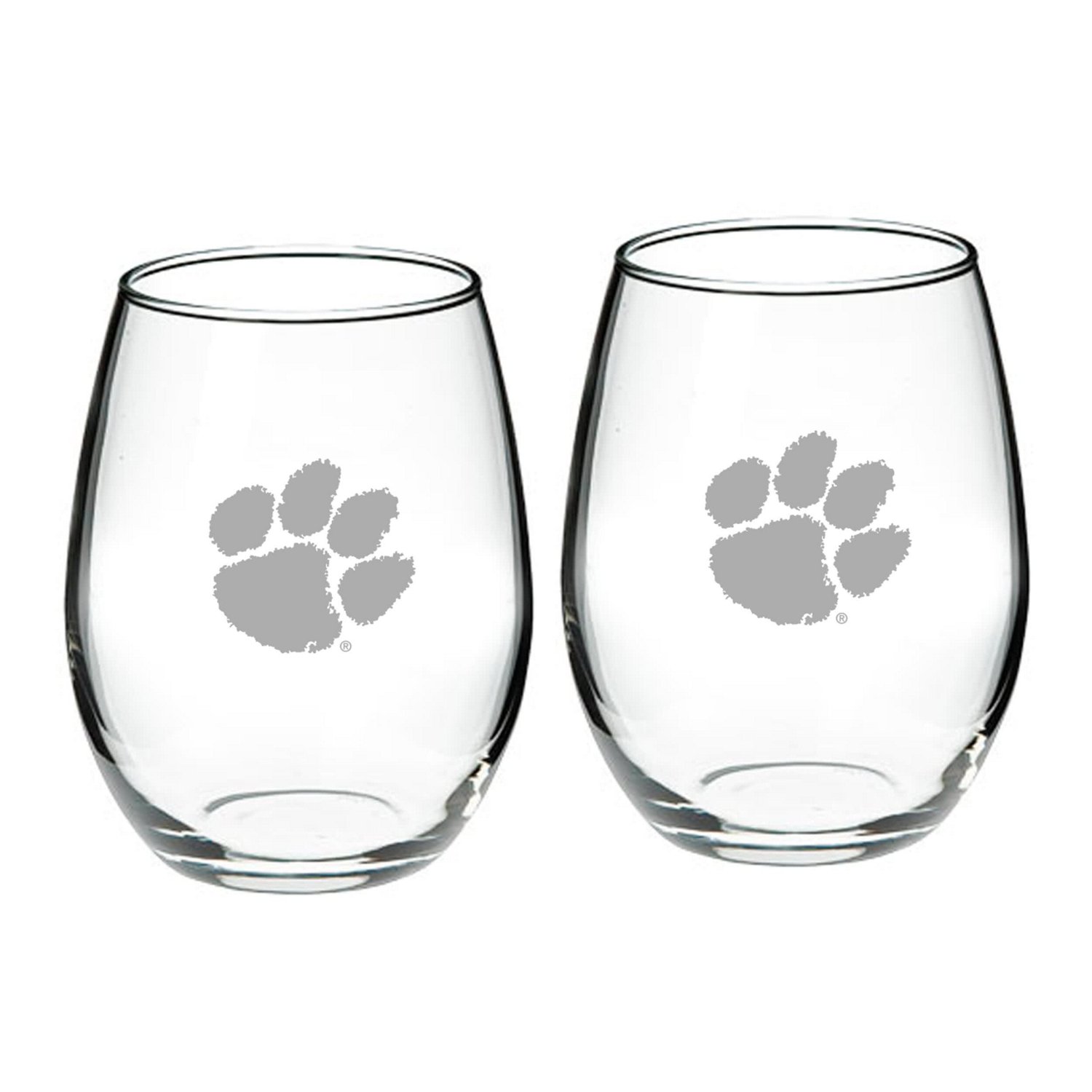 Clemson Tigers 21oz 2-Piece Stemless Wine Glass Set