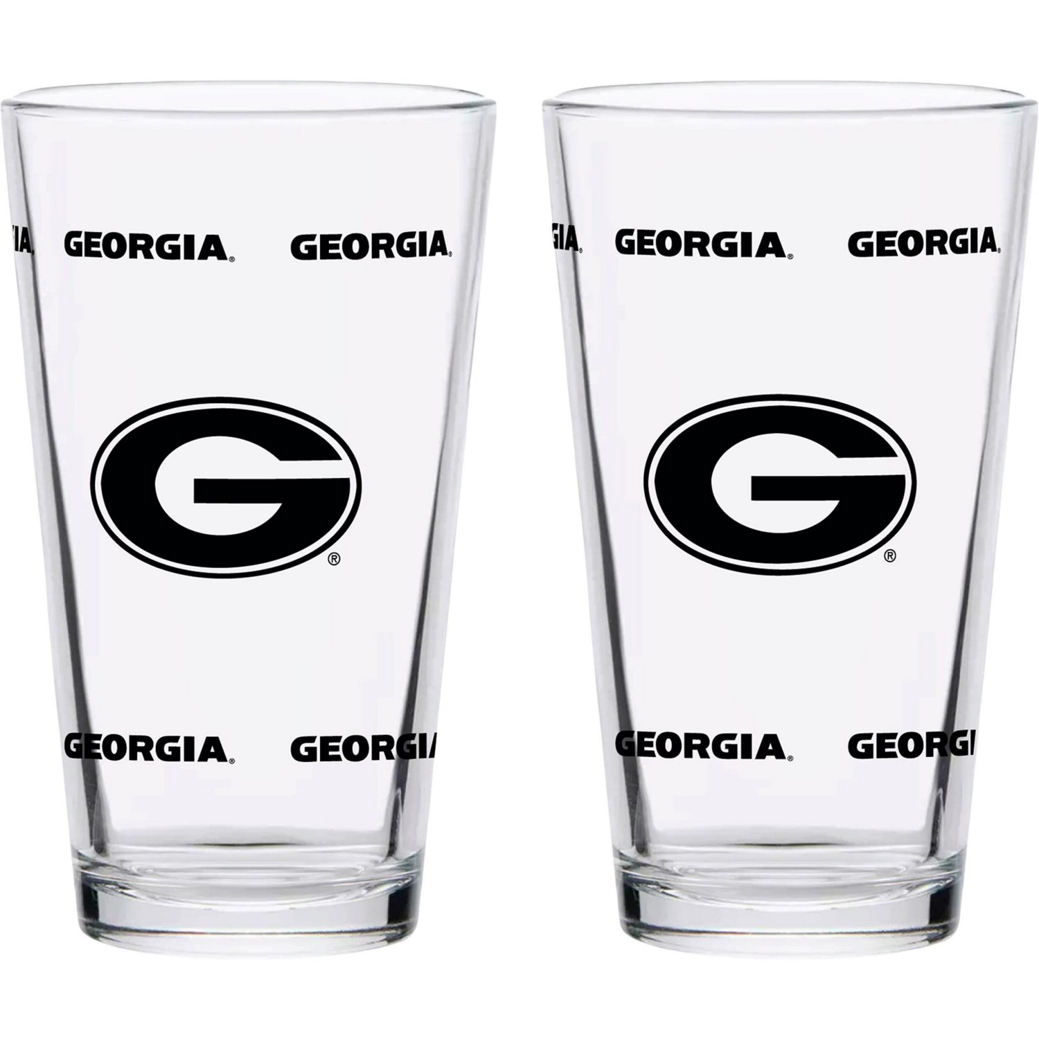 Georgia Bulldogs Two-Pack Knockout 16oz Pint Glass Set