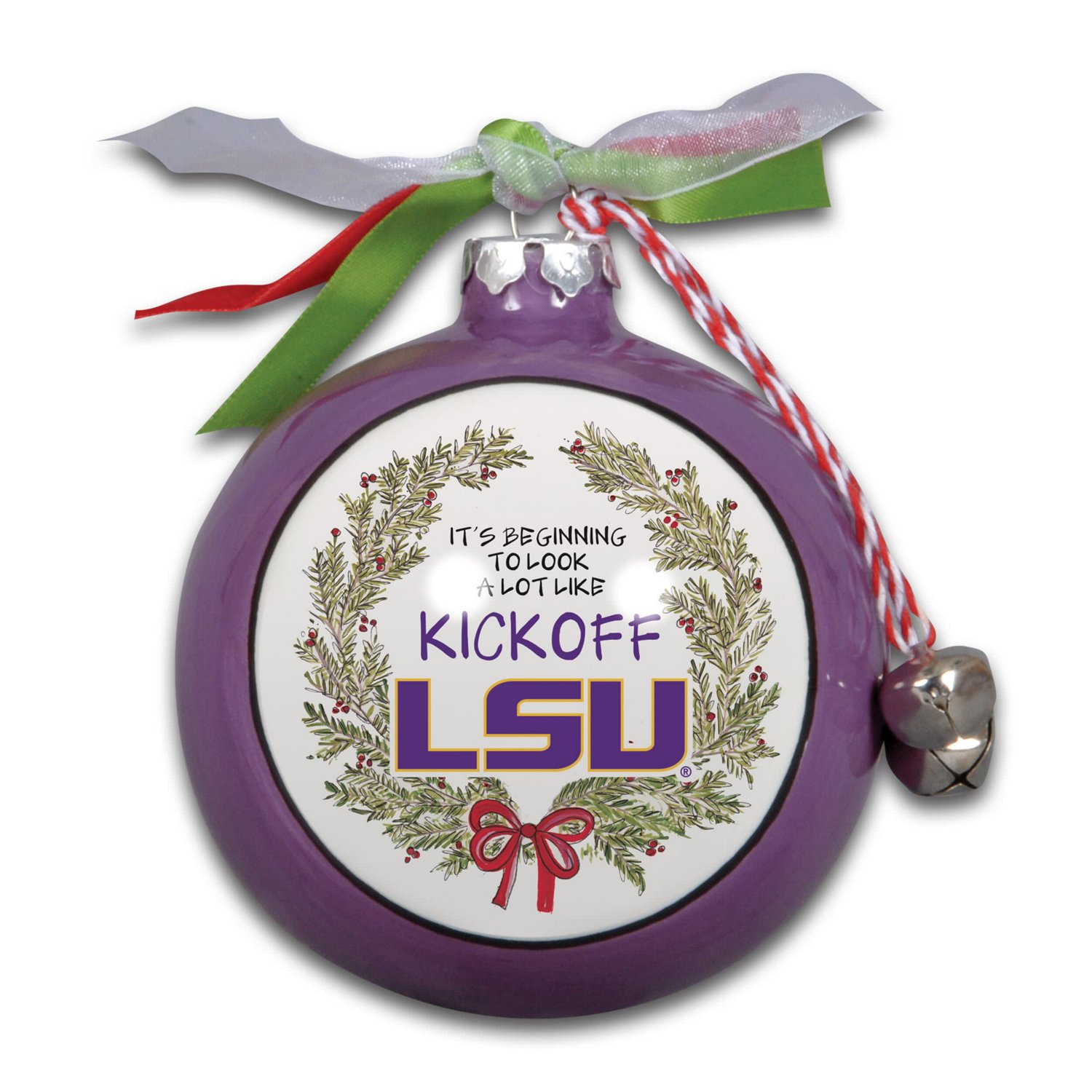 LSU Tigers Wreath Kickoff Painted Ornament - view number 2