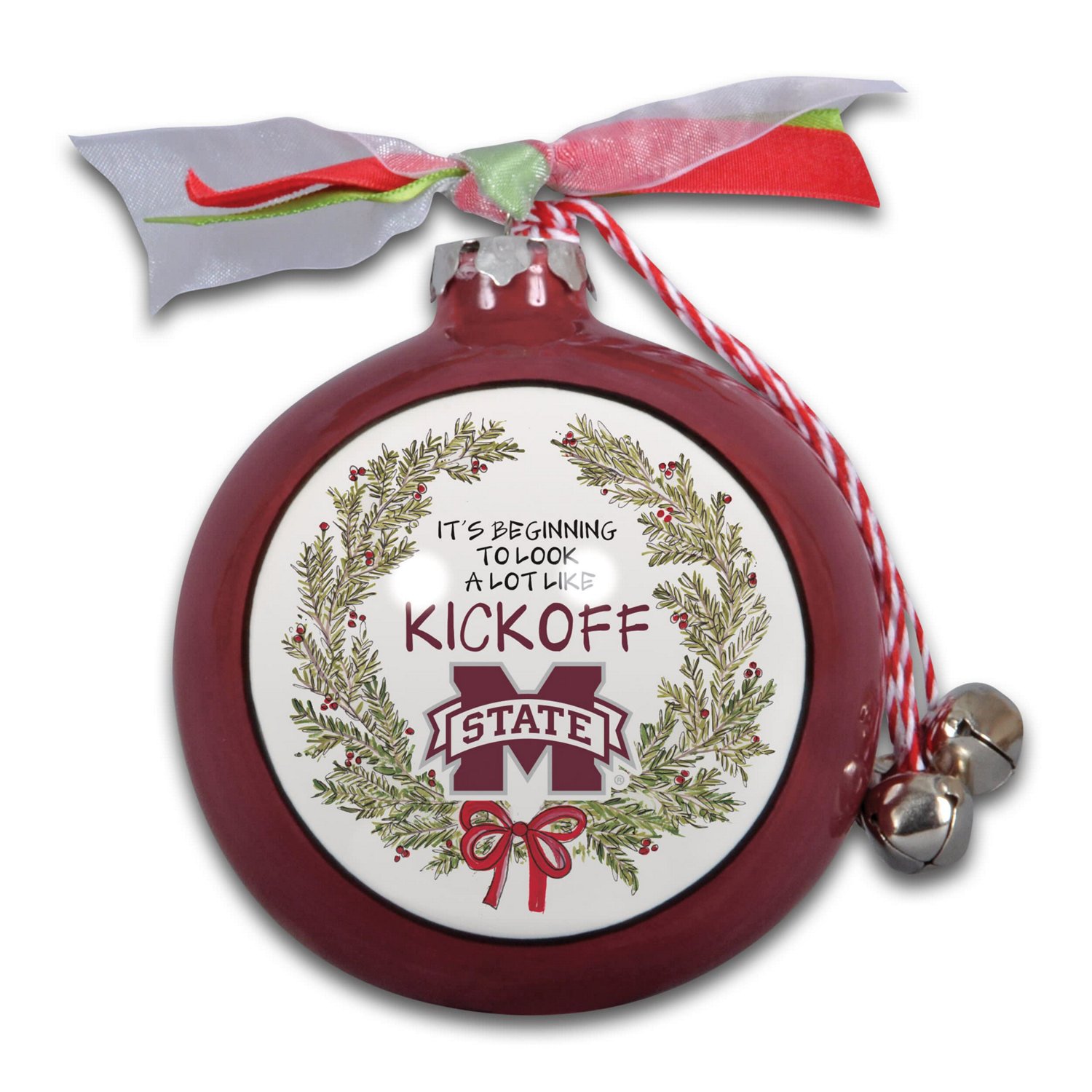 Mississippi State Bulldogs Wreath Kickoff Painted Ornament - view number 2