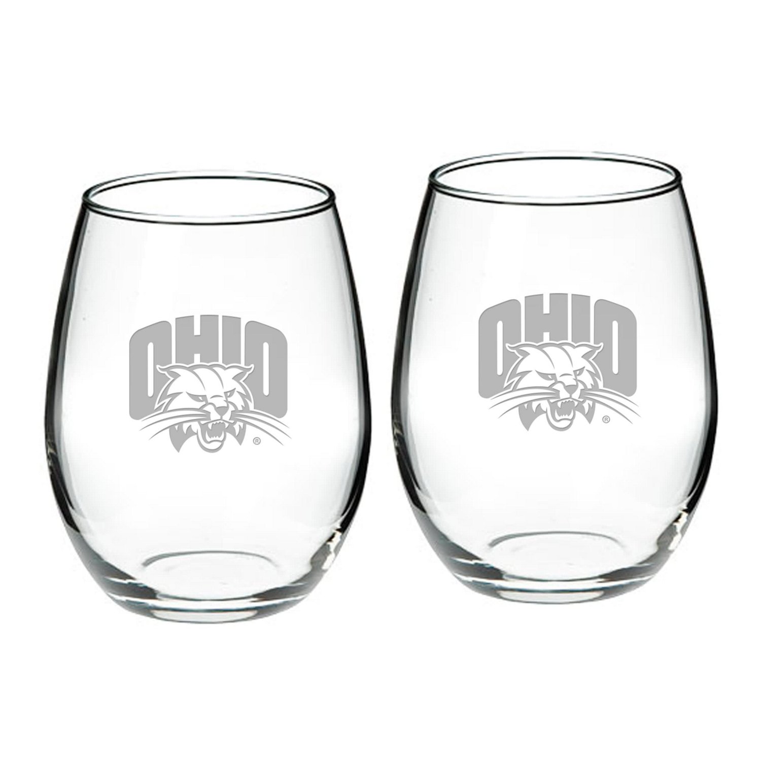 Ohio Bobcats 2-Piece 21oz Stemless Wine Glass Set